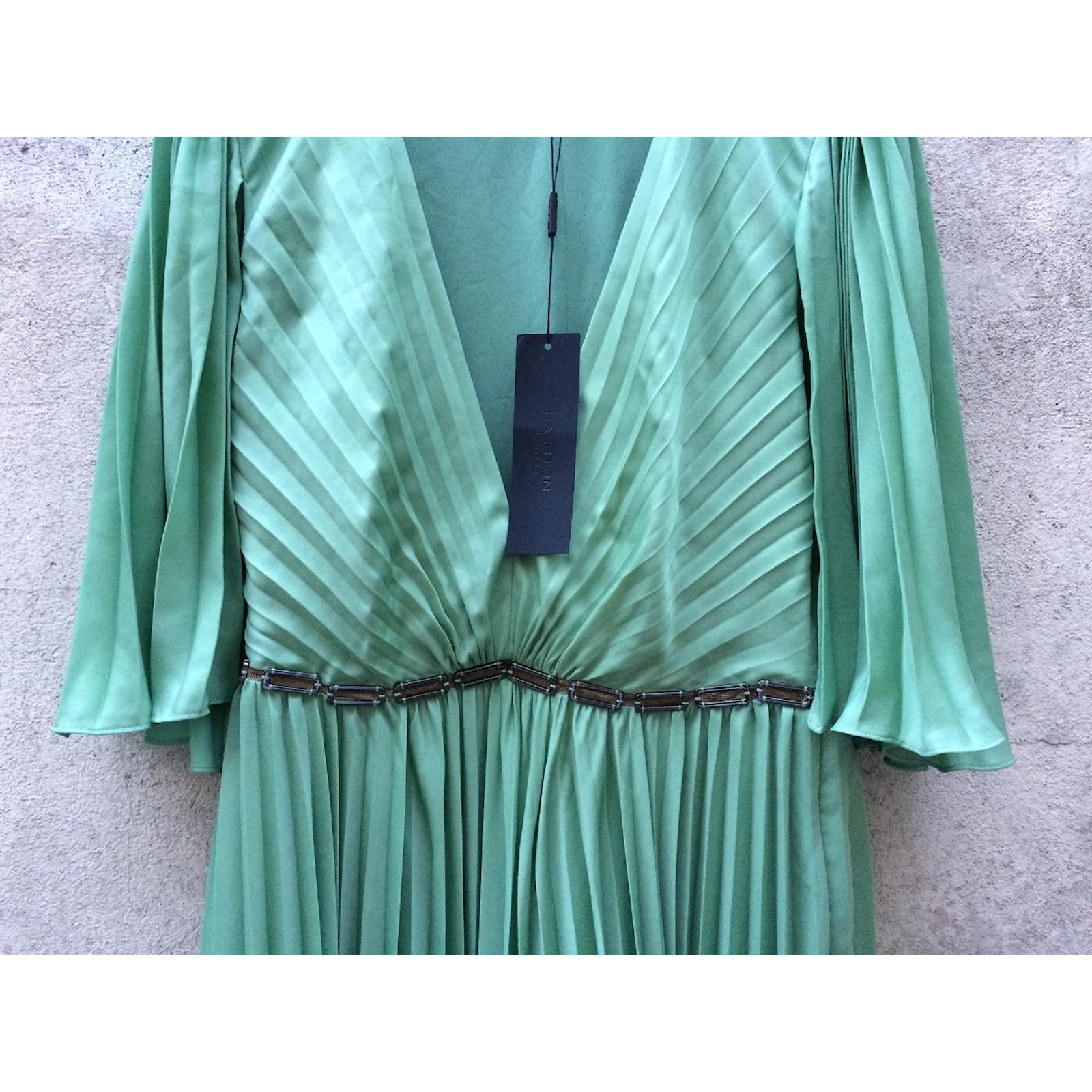 Halston Heritage Dress Green Polyester ref.49597 Joli Closet