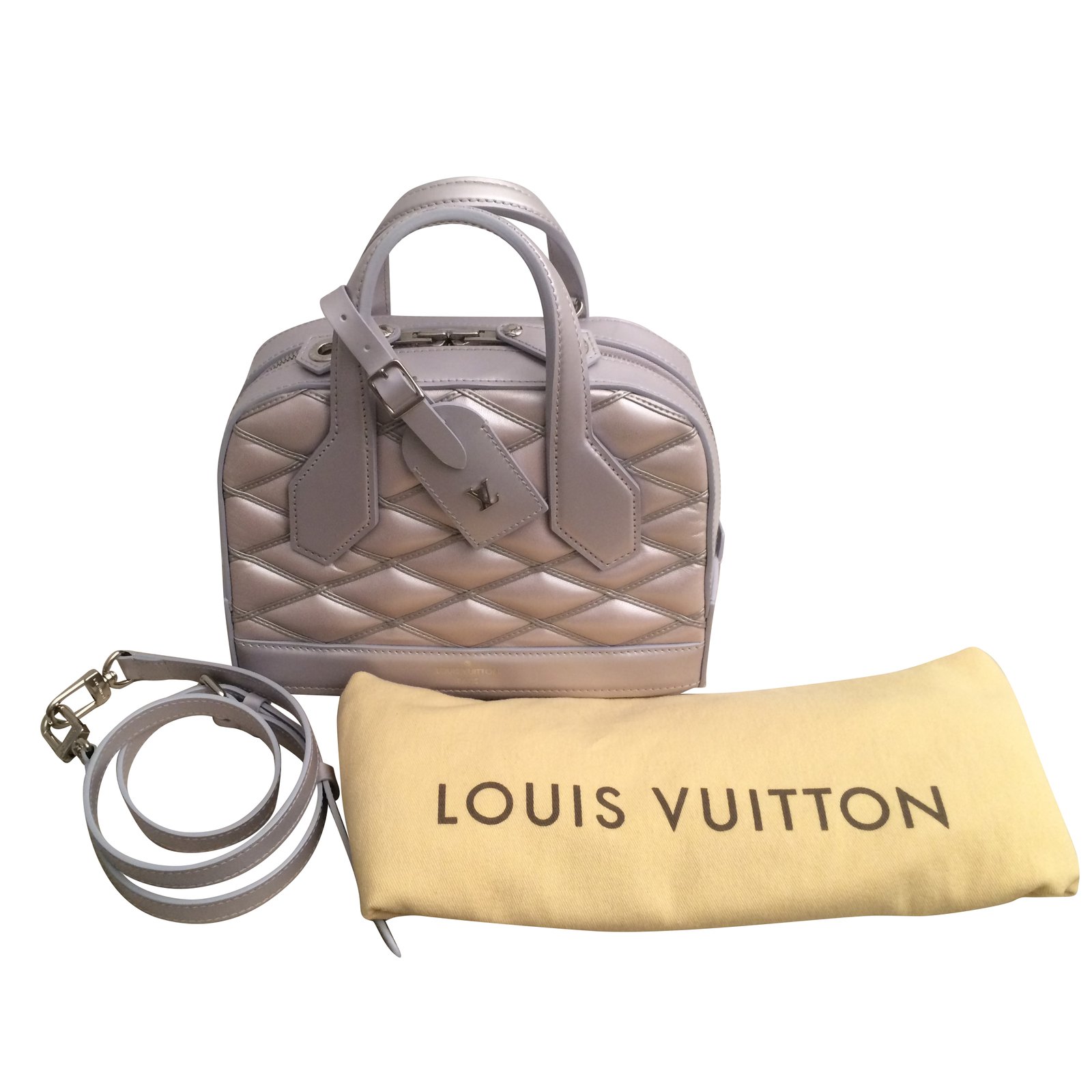 Louis Vuitton Dora Malletage Mini Silver Lambskin Shoulder Bag