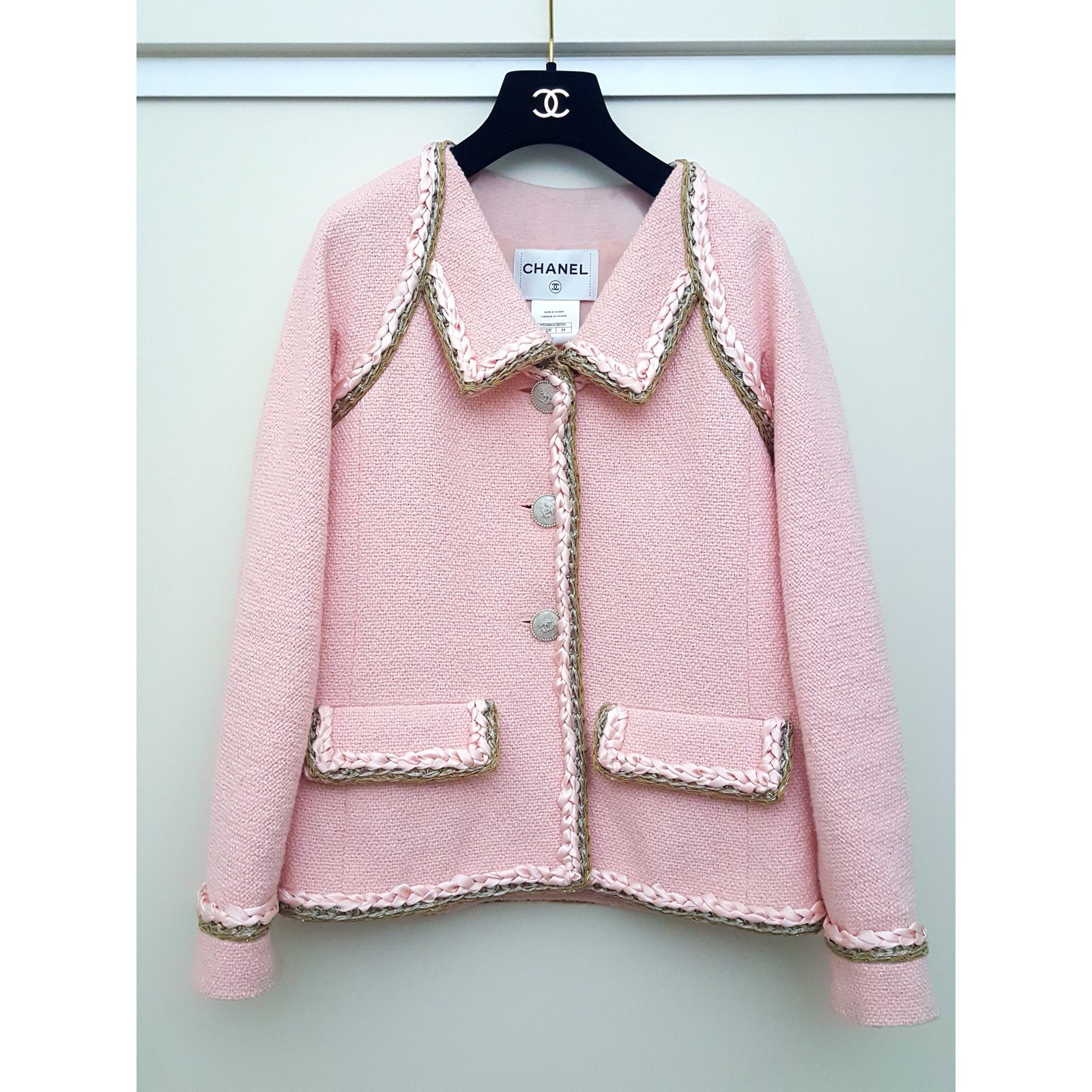 CHANEL 16C Cruise Resort 2016 Seoul Collection Pink Cotton Tweed Jacket