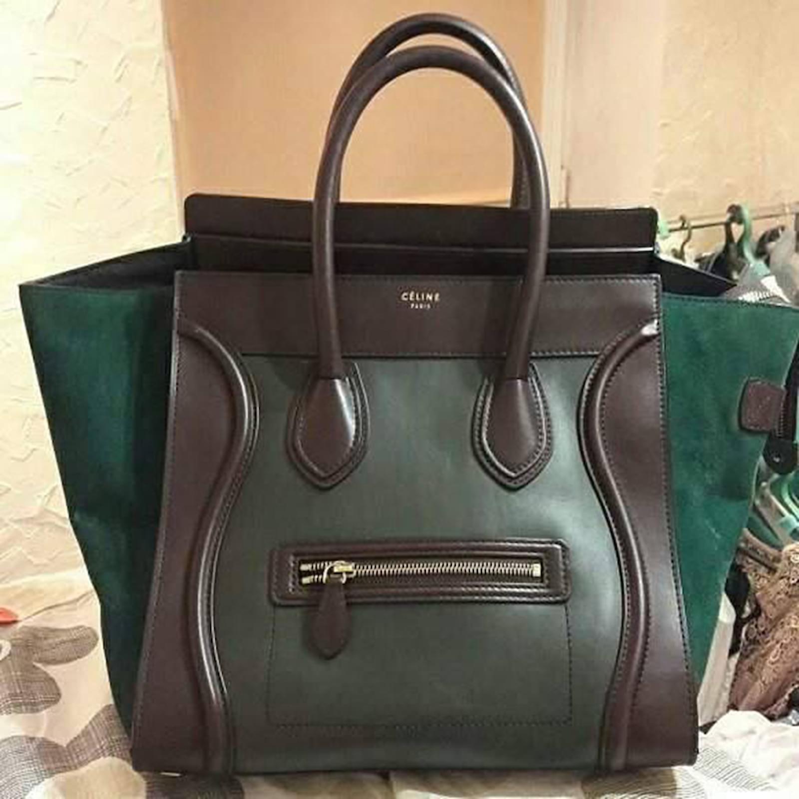 Céline Celine luggAGE Green Leather ref.50517 Joli Closet