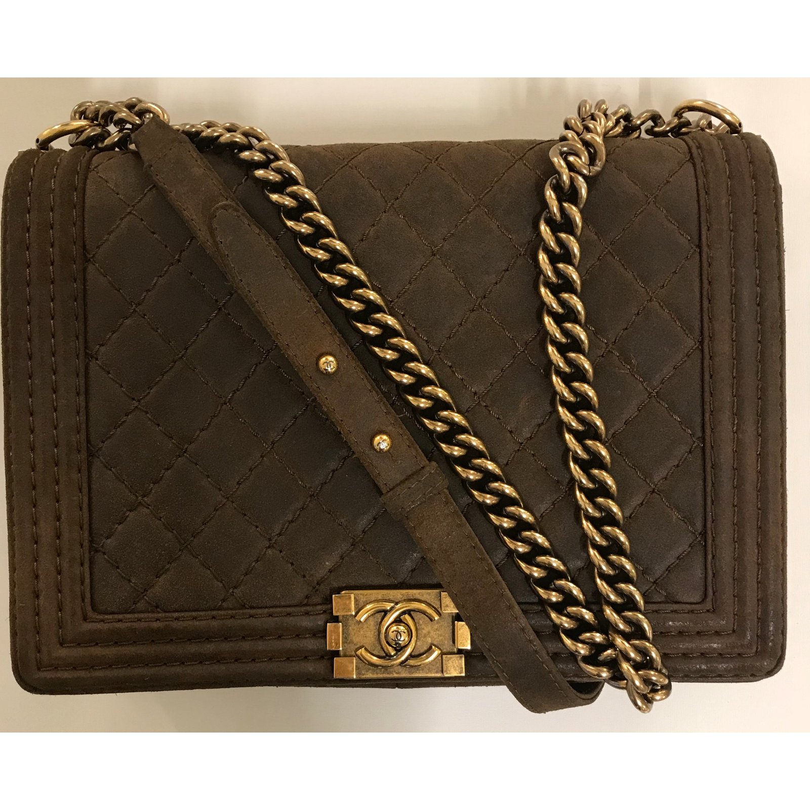 Distressed brown Chanel Boy Large Bag from Pre-Fall 2013