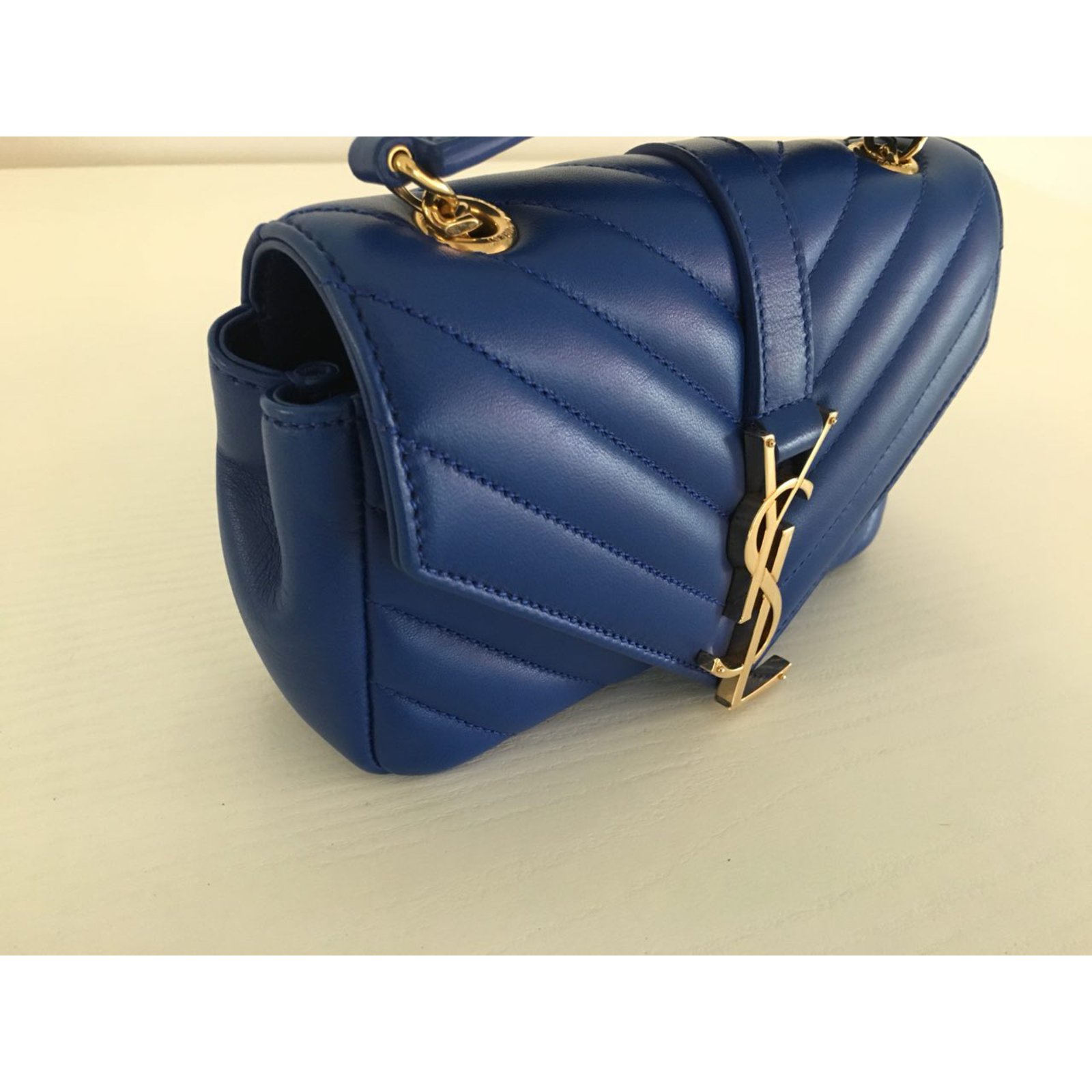 Classic Baby Monogram Saint Laurent Blue Leather ref.51080 - Joli