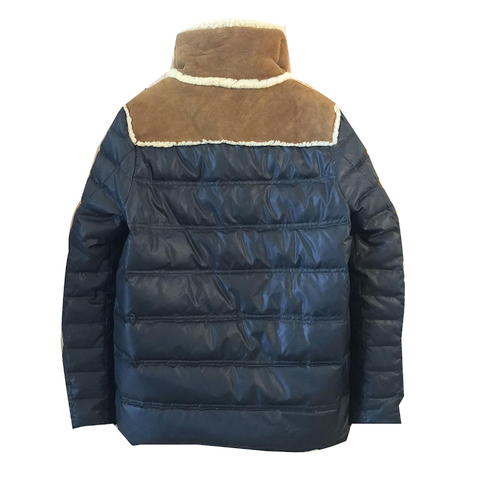 The Kooples doudoune duvet peau lainée Cuir d'agneau Noir ref