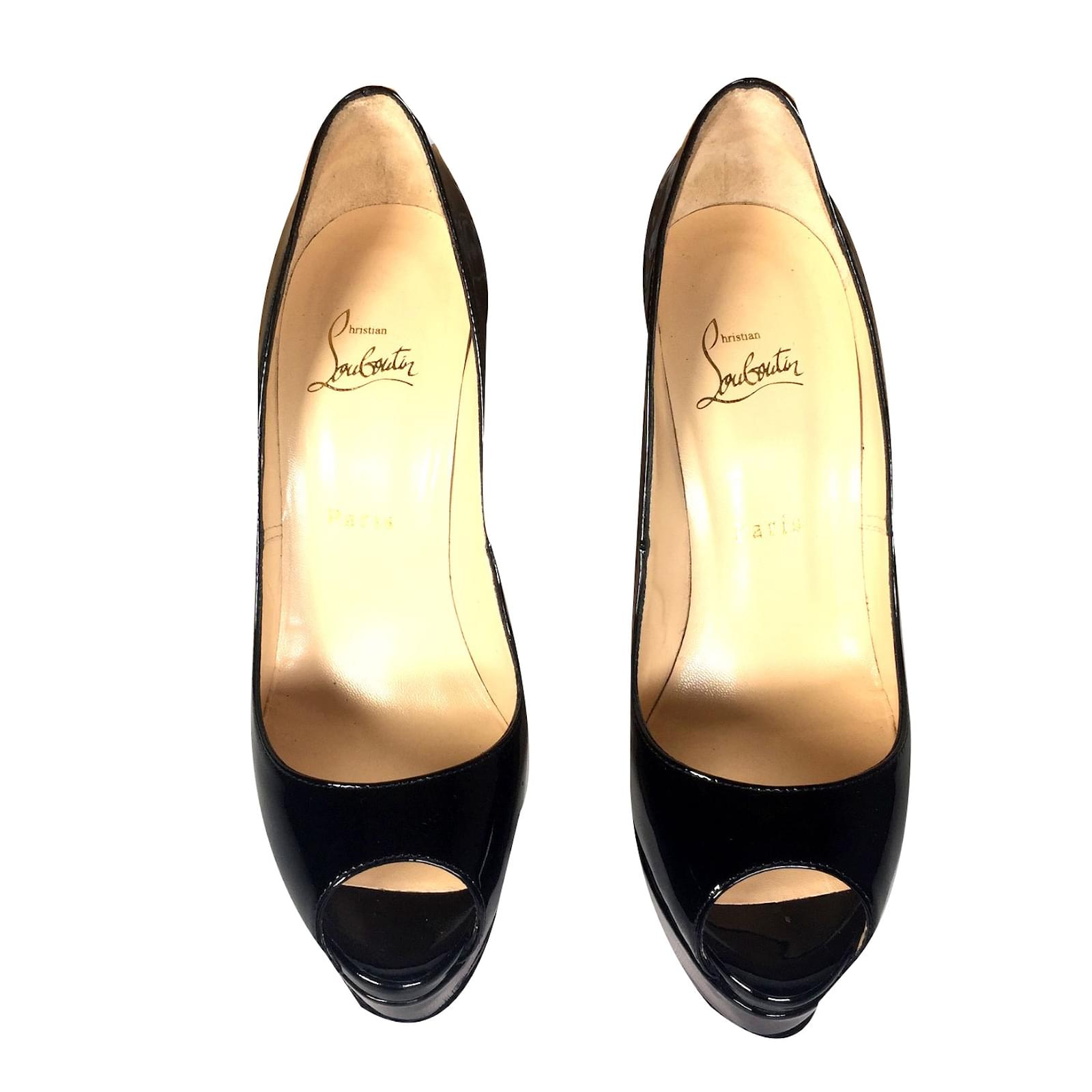 Christian Louboutin Lady Peep Black Patent leather ref.52193 - Joli Closet