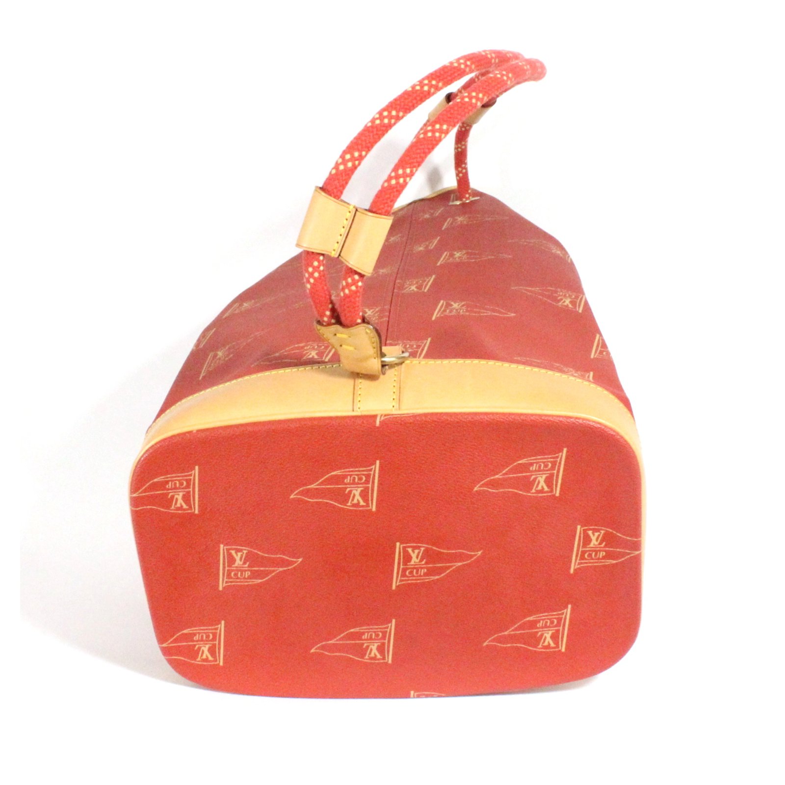 sac de voyage louis vuitton america s cup en toile siglee rouge et cuir  naturel, RvceShops Revival