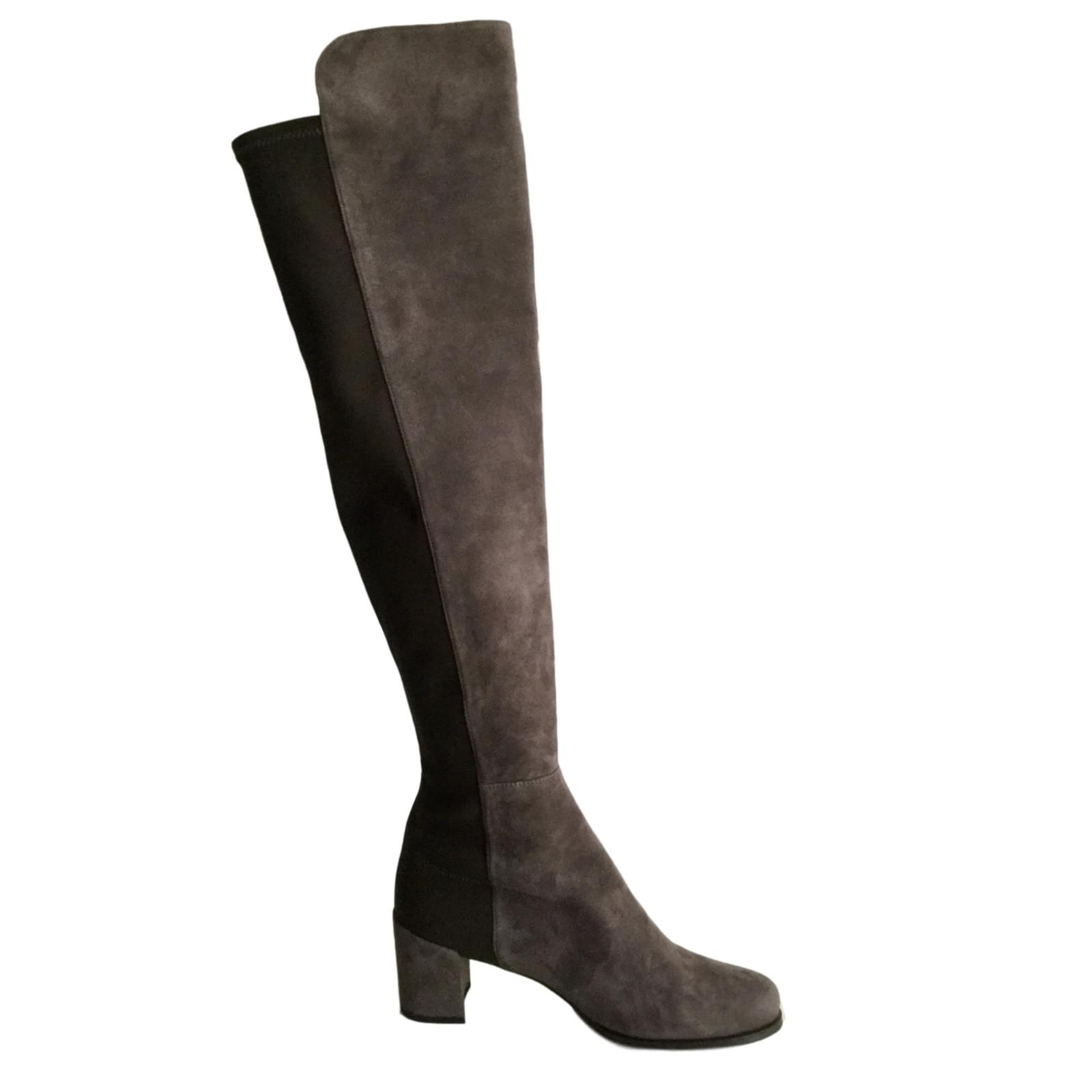 Stuart Weitzman 5050 Block Grey Suede ref.52488 - Joli Closet