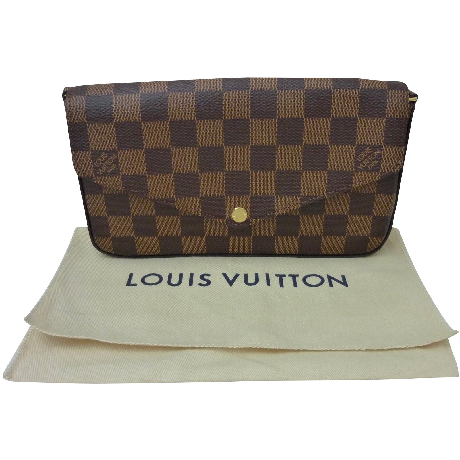 Louis Vuitton Clutch bags Dark brown Leather Cloth ref.52726 - Joli Closet
