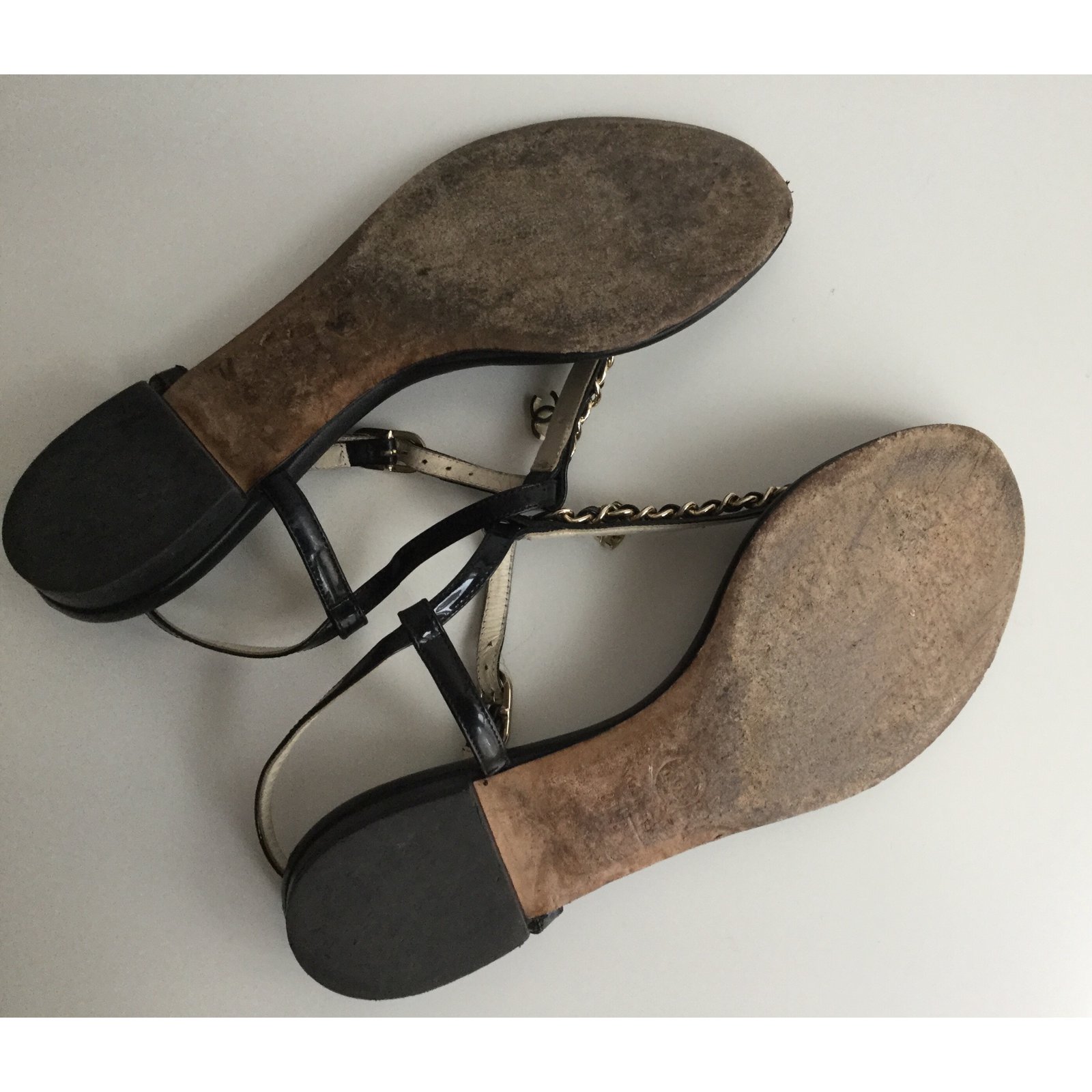 Chanel Sandals Black Leather ref.53197