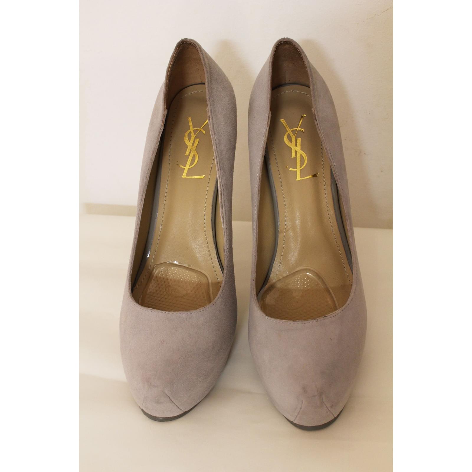 tan ysl heels