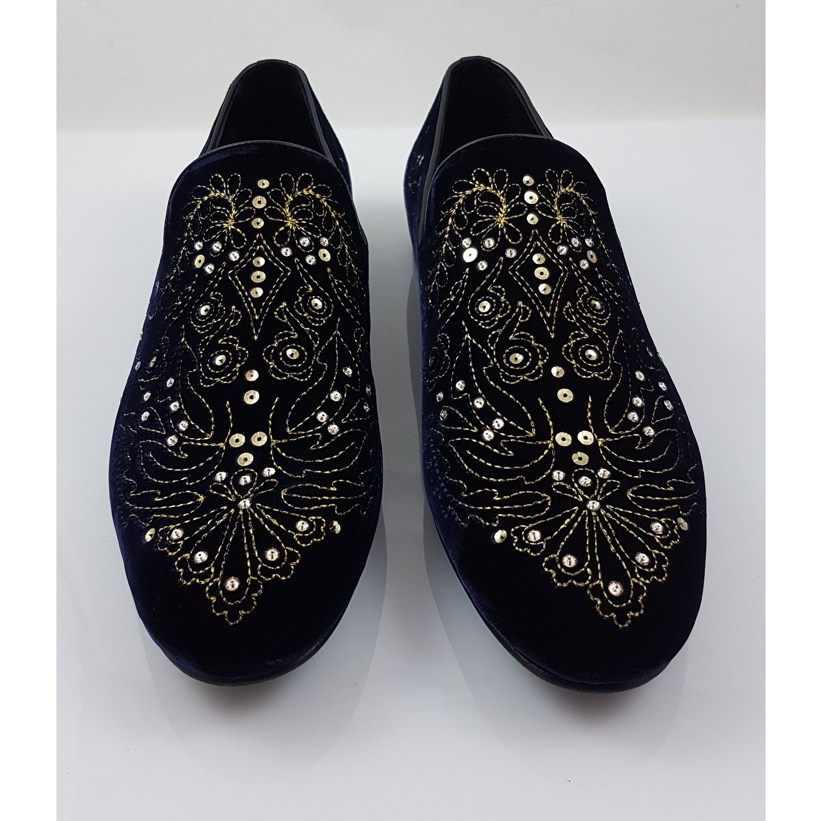 Jimmy Choo Men\'s Sloane Brocade purple black paisley slip on loafers size 46 Jimmy Choo Sloane embroidered velvet slippers - Men|SLOANEVBE174 main image 2