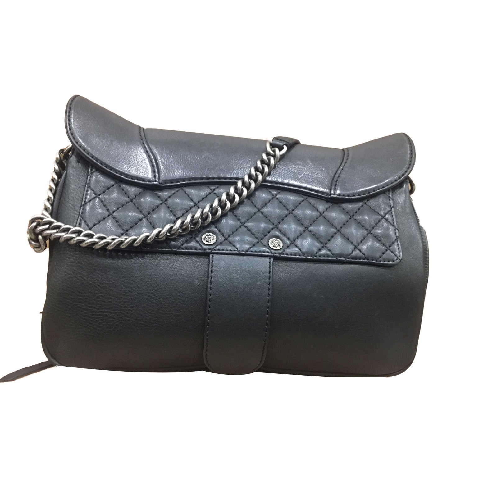 Large Cowboy Style Chanel Bag Black Leather ref.54792 - Joli Closet
