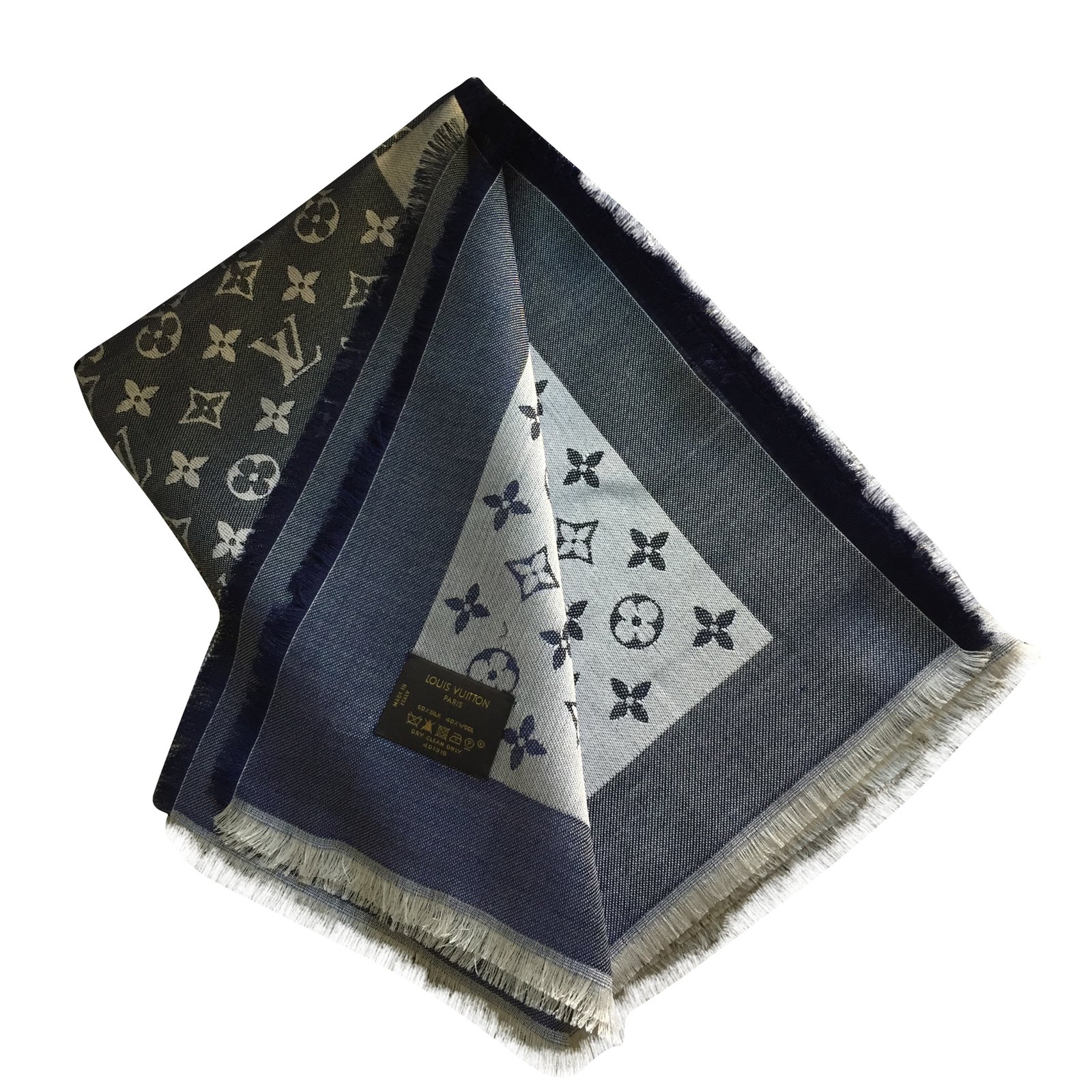 Louis Vuitton Monogram scarf Blue Wool ref.55497 - Joli Closet