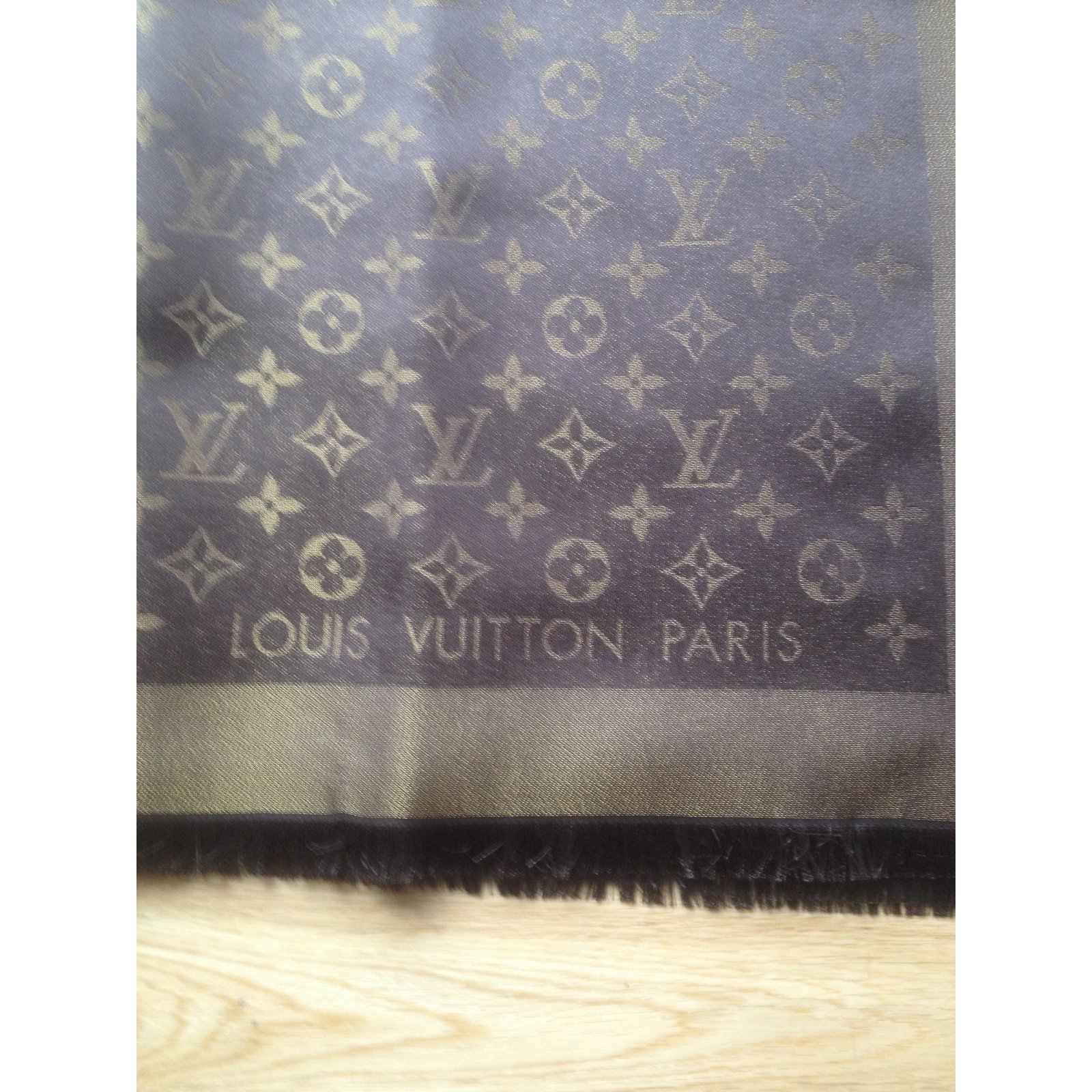 Louis Vuitton Silk Scarf Monogram Pattern Brown 55 x 54cm Vintage