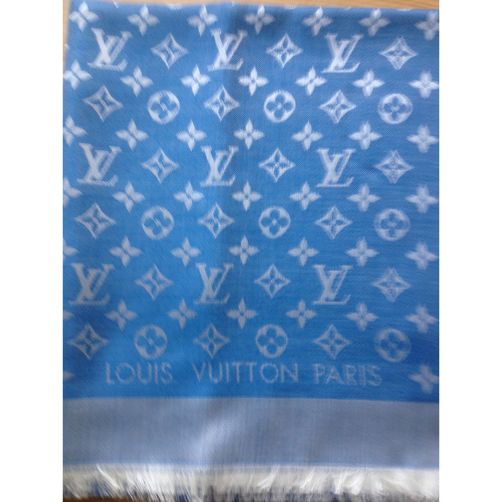 Louis Vuitton Monogram Scarf in Blue Wool ref.675545 - Joli Closet