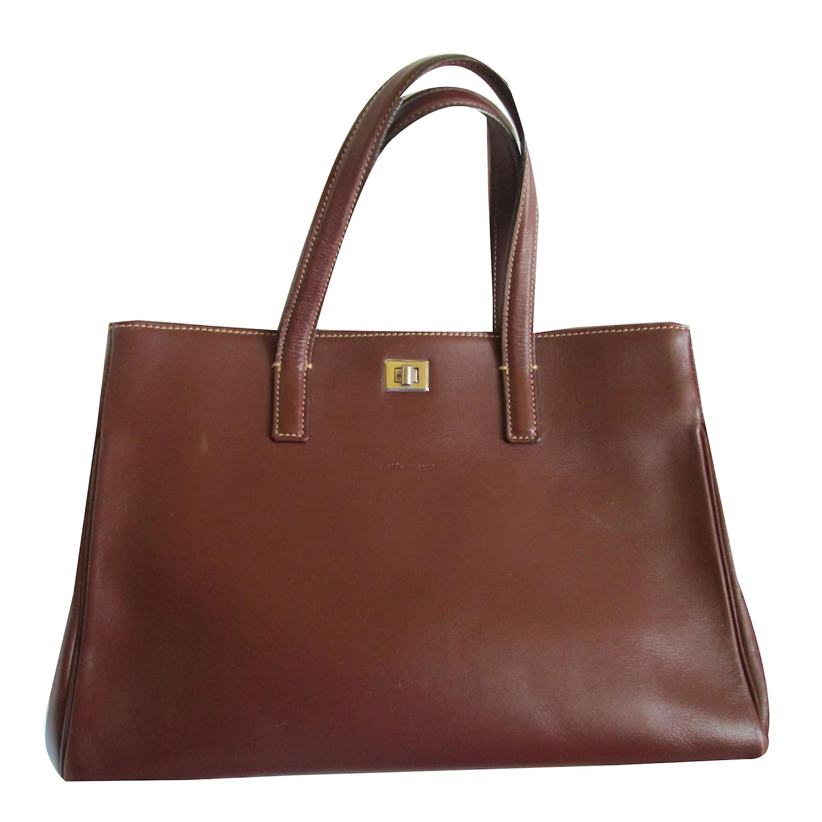 Just Campagne Handbags Chocolate Leather ref.56021 Joli Closet