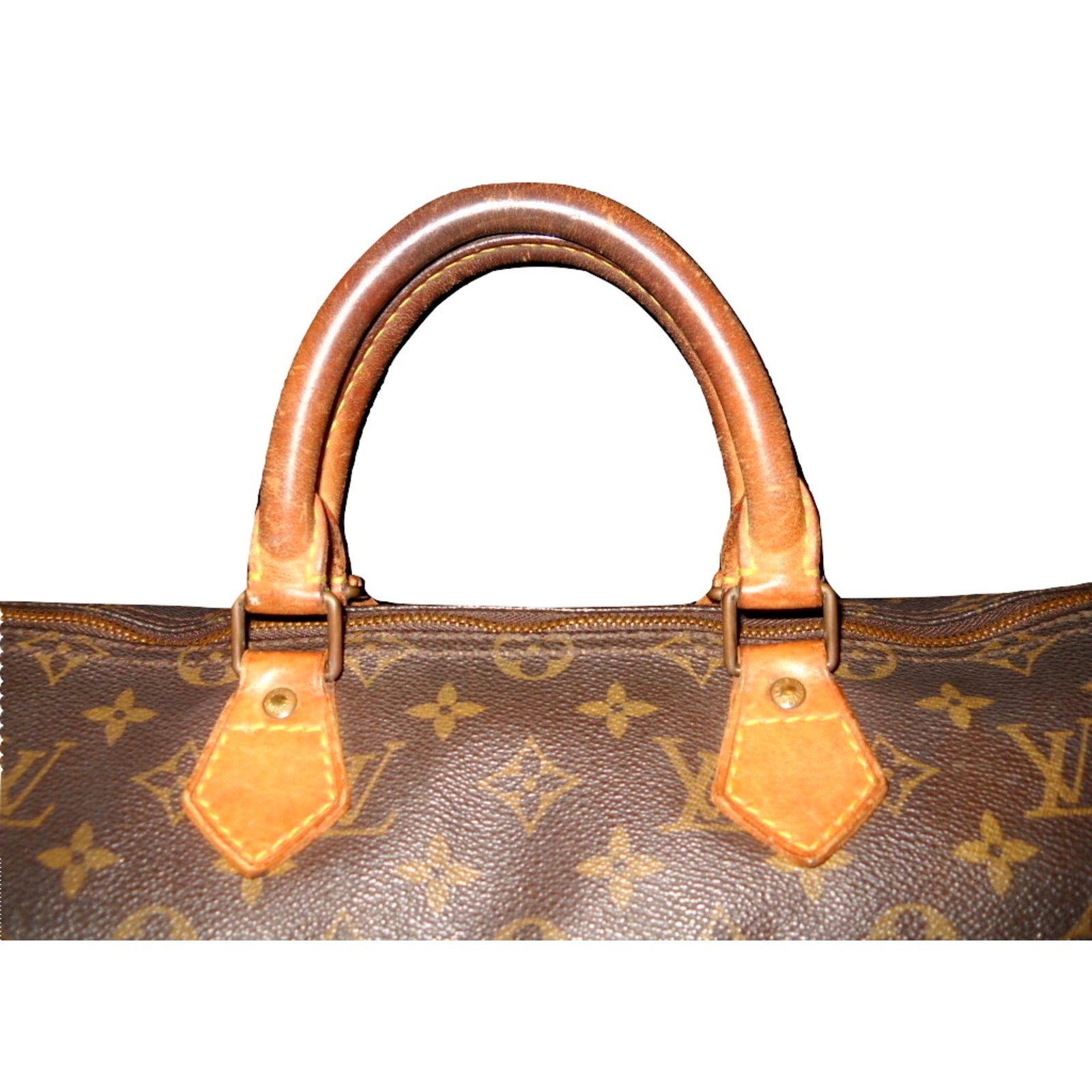 Speedy cloth handbag Louis Vuitton Brown in Cloth - 18397885