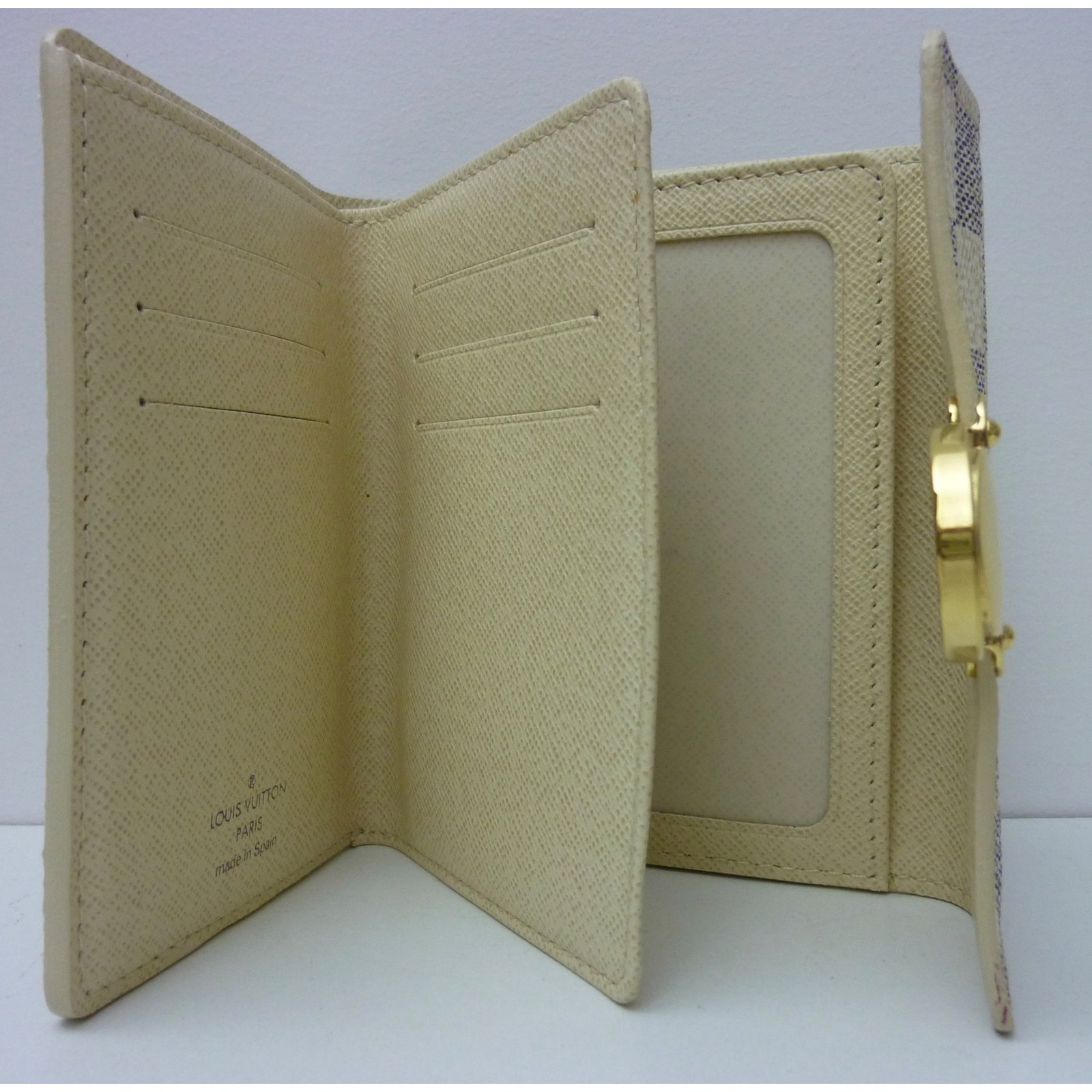 Louis Vuitton Joey damier azur Beige Leather Cloth ref.56119 - Joli Closet