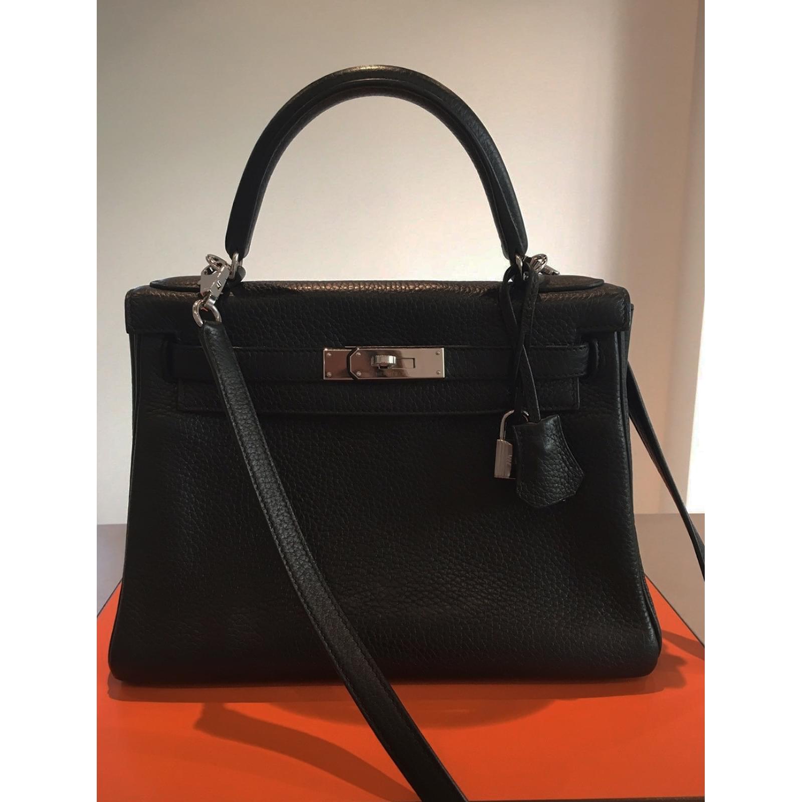 Herm?�s Kelly 28 cm Cuir Noir ref.56218 - Joli Closet