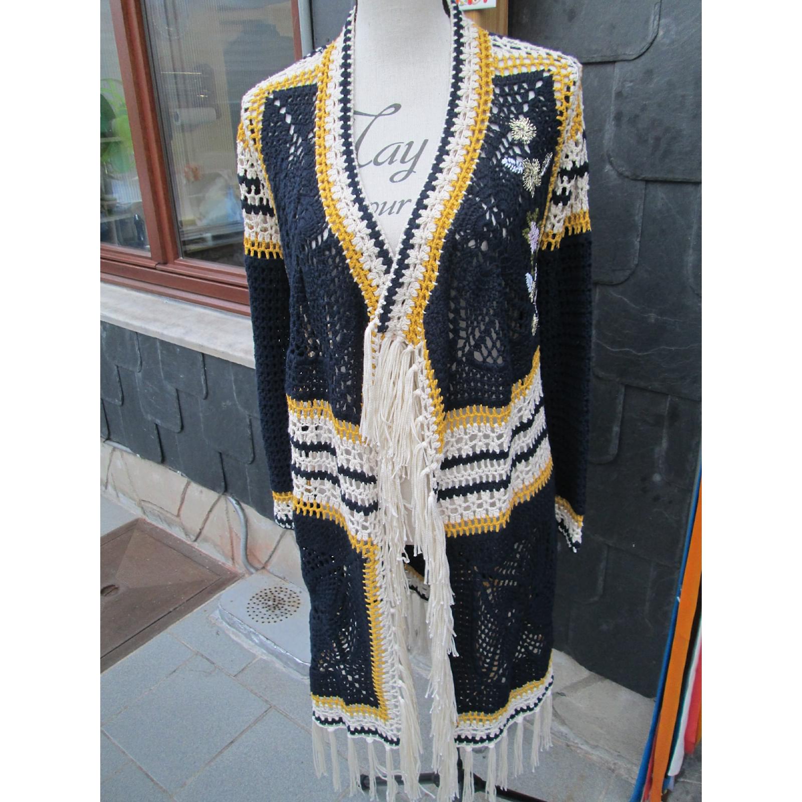 Gilet Poncho Femme Desigual Réf 67J21P1 - Taille XS, Multicouleur, Coton, Neuf Avec Étiquettes