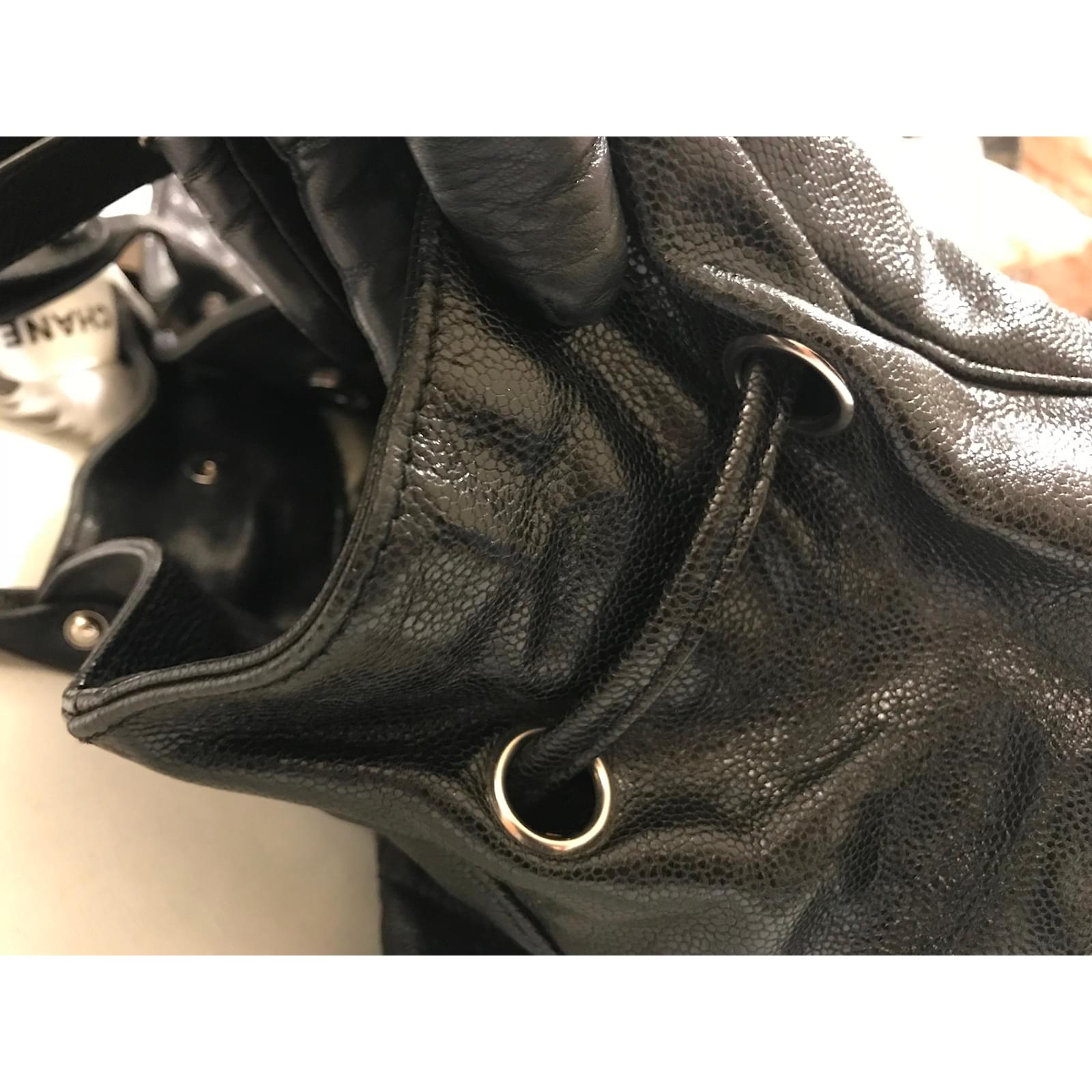 Chanel Black Glazed Caviar Pocket In The City 2 55model Large Chanel Black Glazed Caviar Pocket In The City 2 55model Large Tote Bag Handbags Leather Ref 56875 Joli Closet