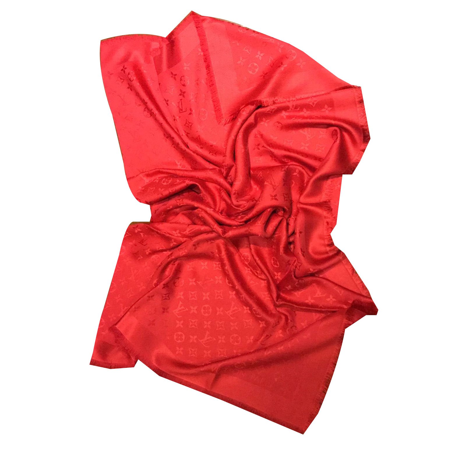 Louis Vuitton Red Printed Twilly Silk Scarf White Cloth ref.585769 - Joli  Closet