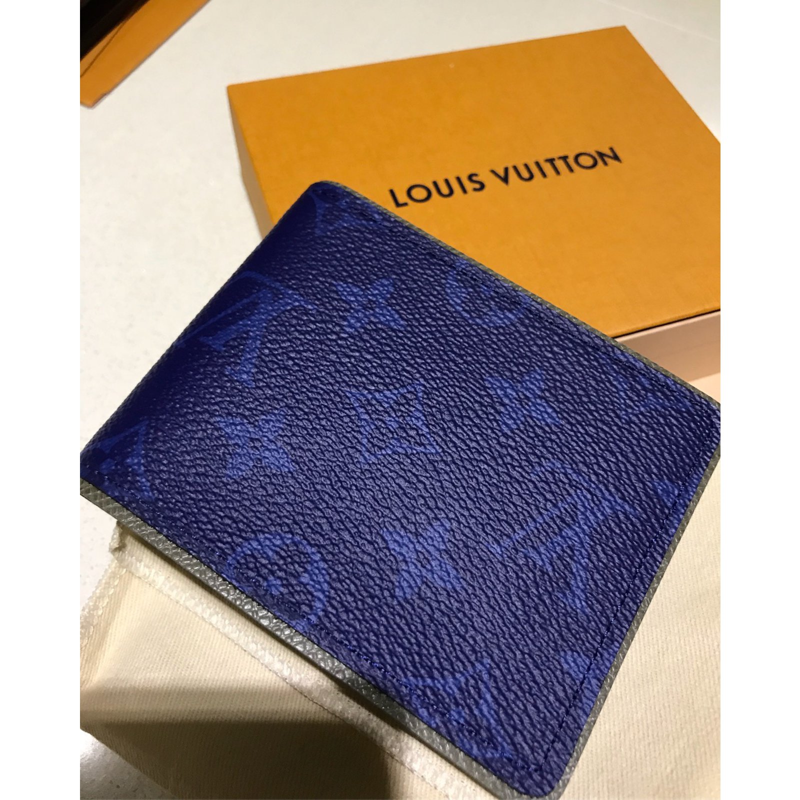 blue lv mens wallet