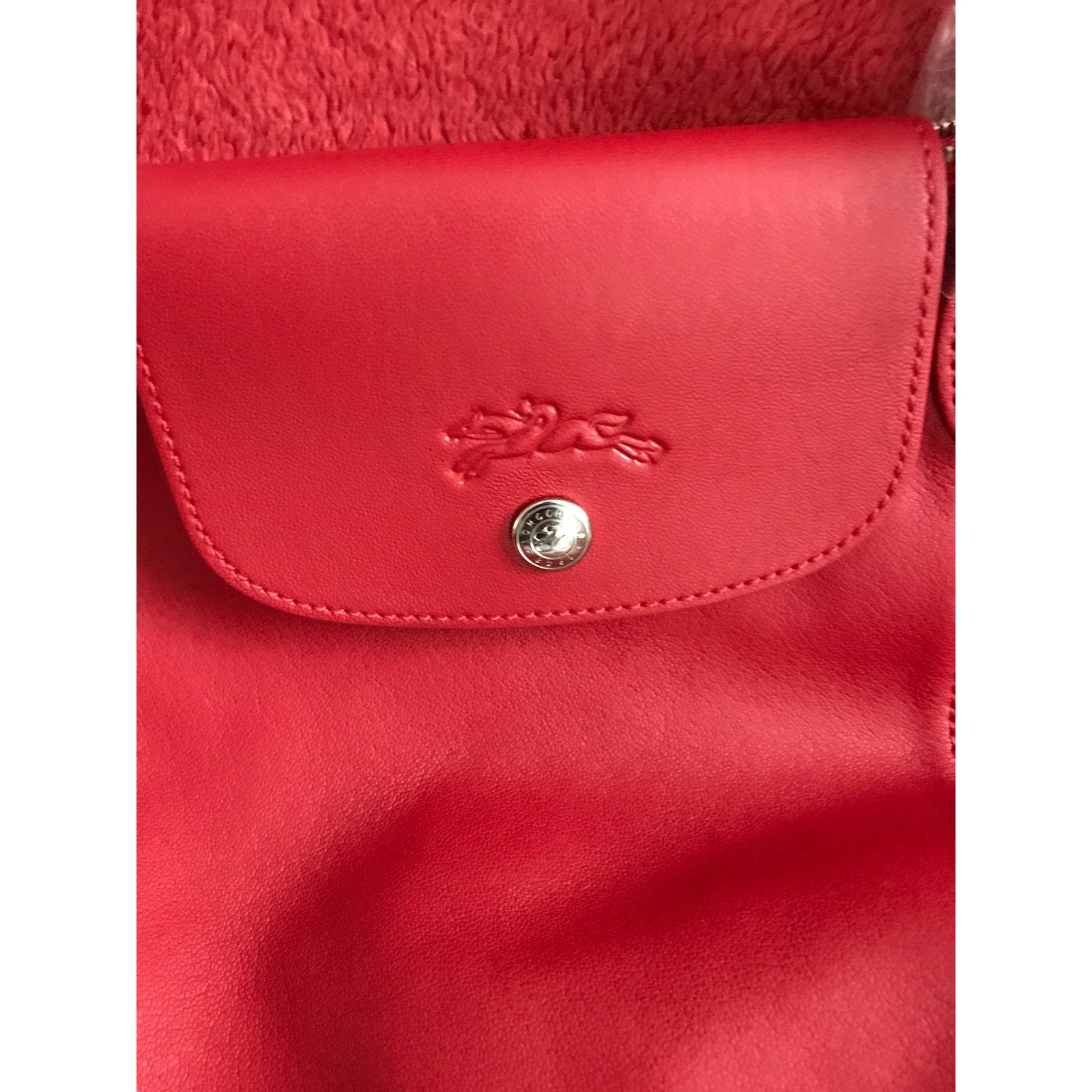 Longchamp Le Pliage Cuir leather shopper - Red- New with tags ref.58103 -  Joli Closet