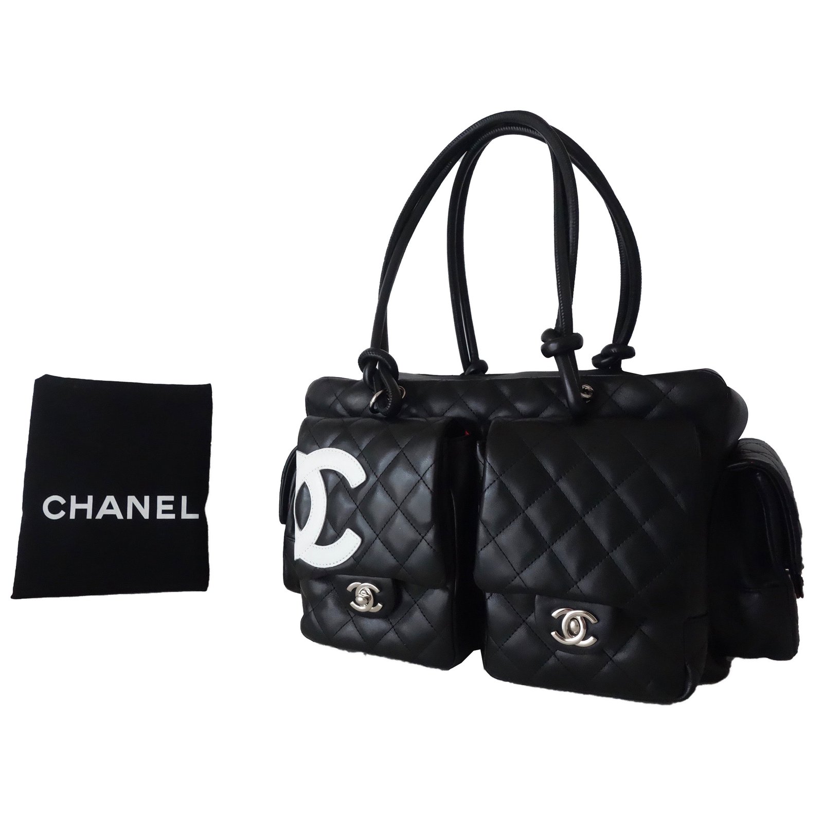 CHANEL Calfskin Quilted Large Cambon Multipocket Reporter Black