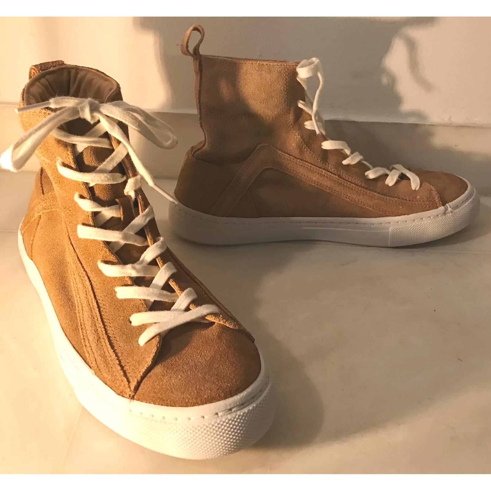Womens Leather High Top Sneakers Beige | ZARA Sneakers | Frank Durkee