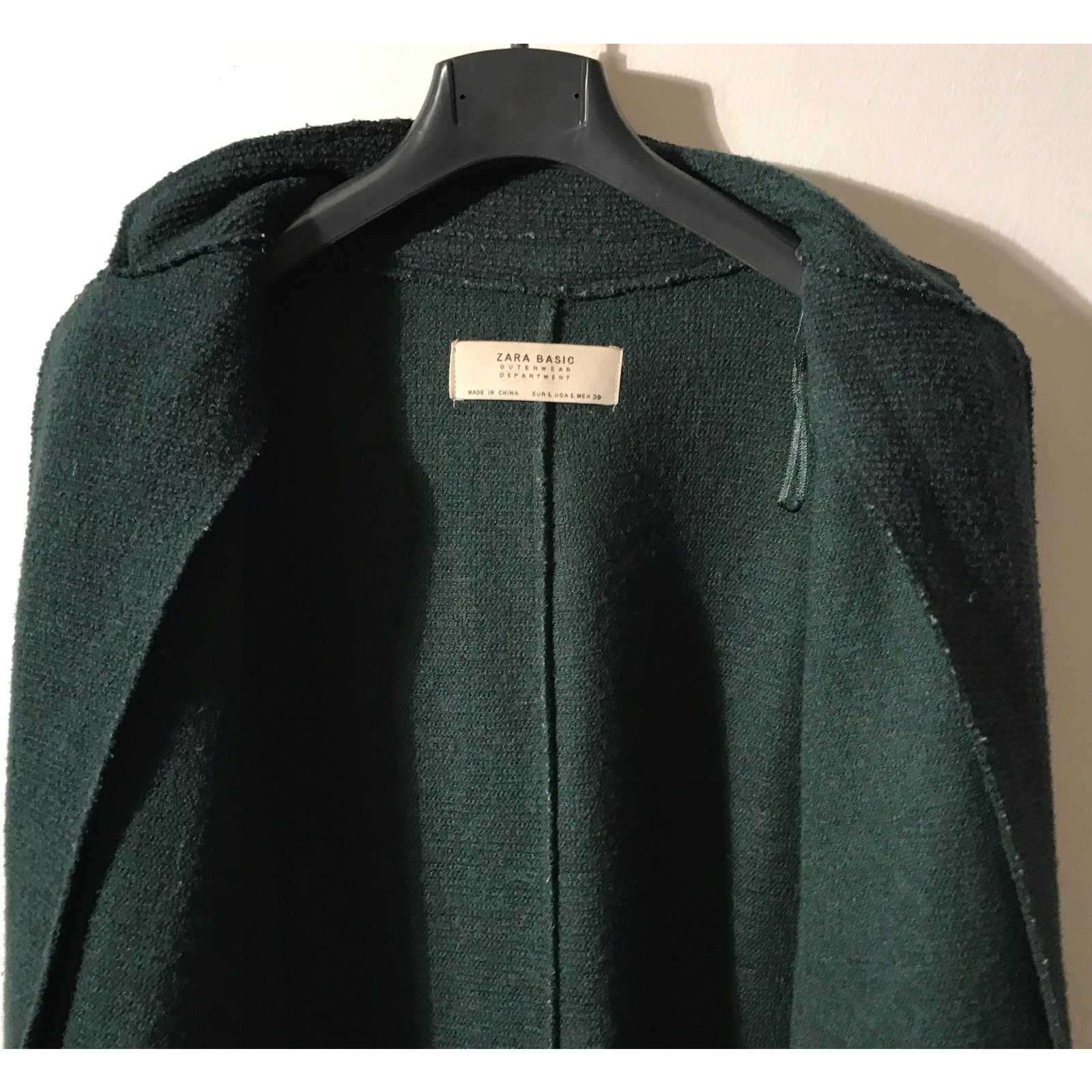 manteau laine vert zara