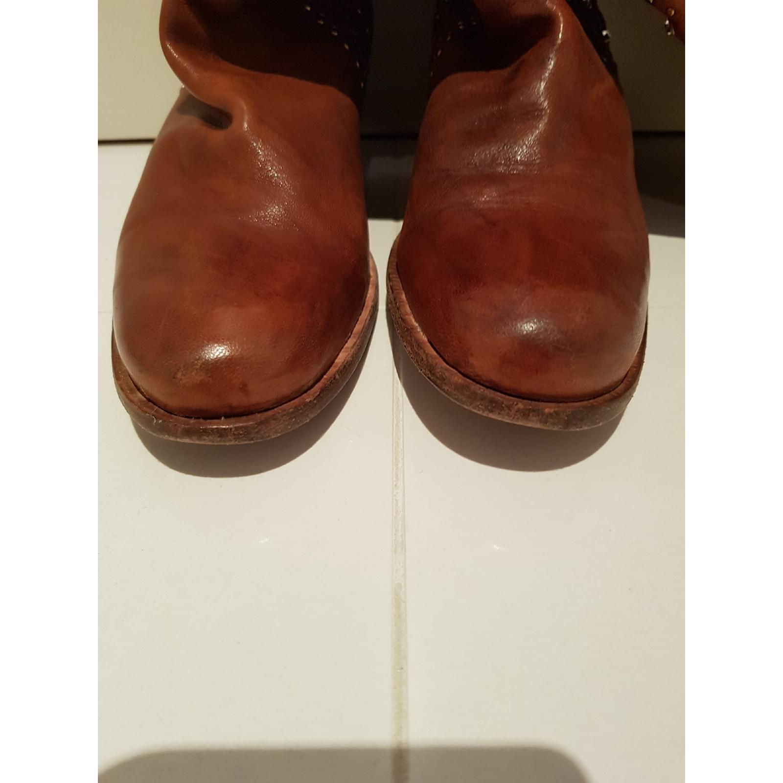 Bottes Homme En Autruche Marron – EL BUITRE Fabriqué Par WILD VEARI Mexique – Pointure 31,5 / US 12,5