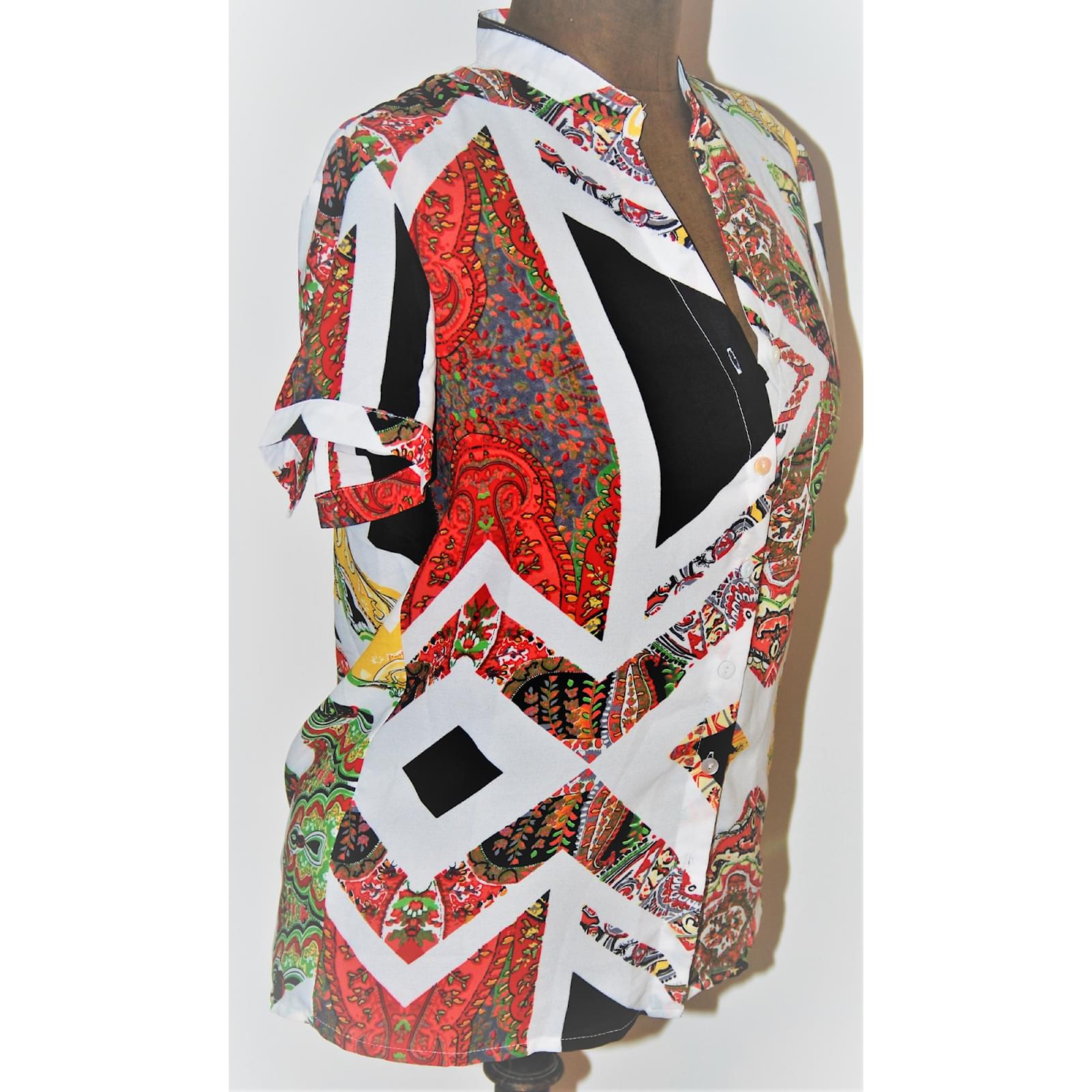 Autre Marque Louise FD Tops Nero Bianco Viscosa Joli