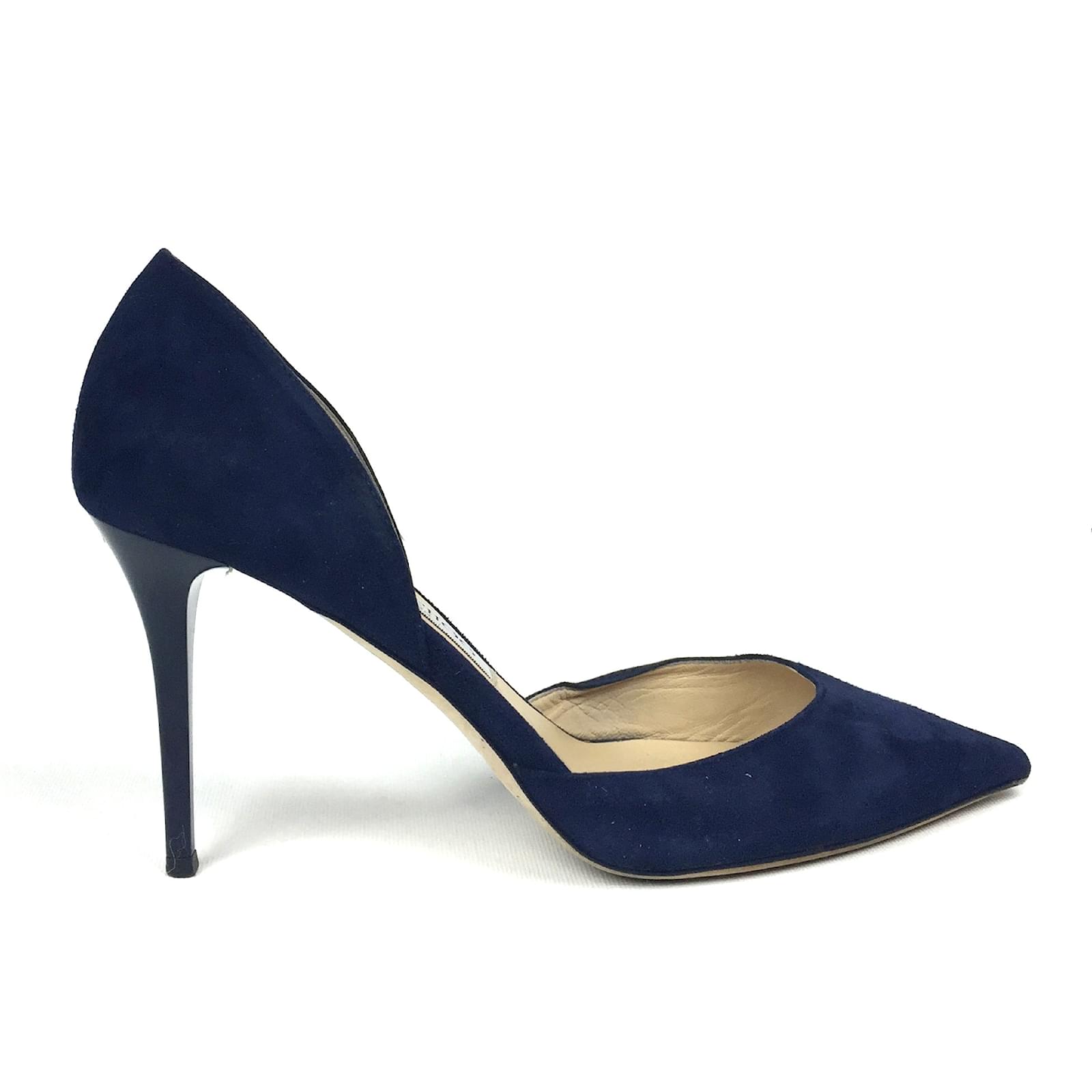 Jimmy Choo Addison D'Orsay Navy Suede Pumps Navy blue ref.59964 Joli