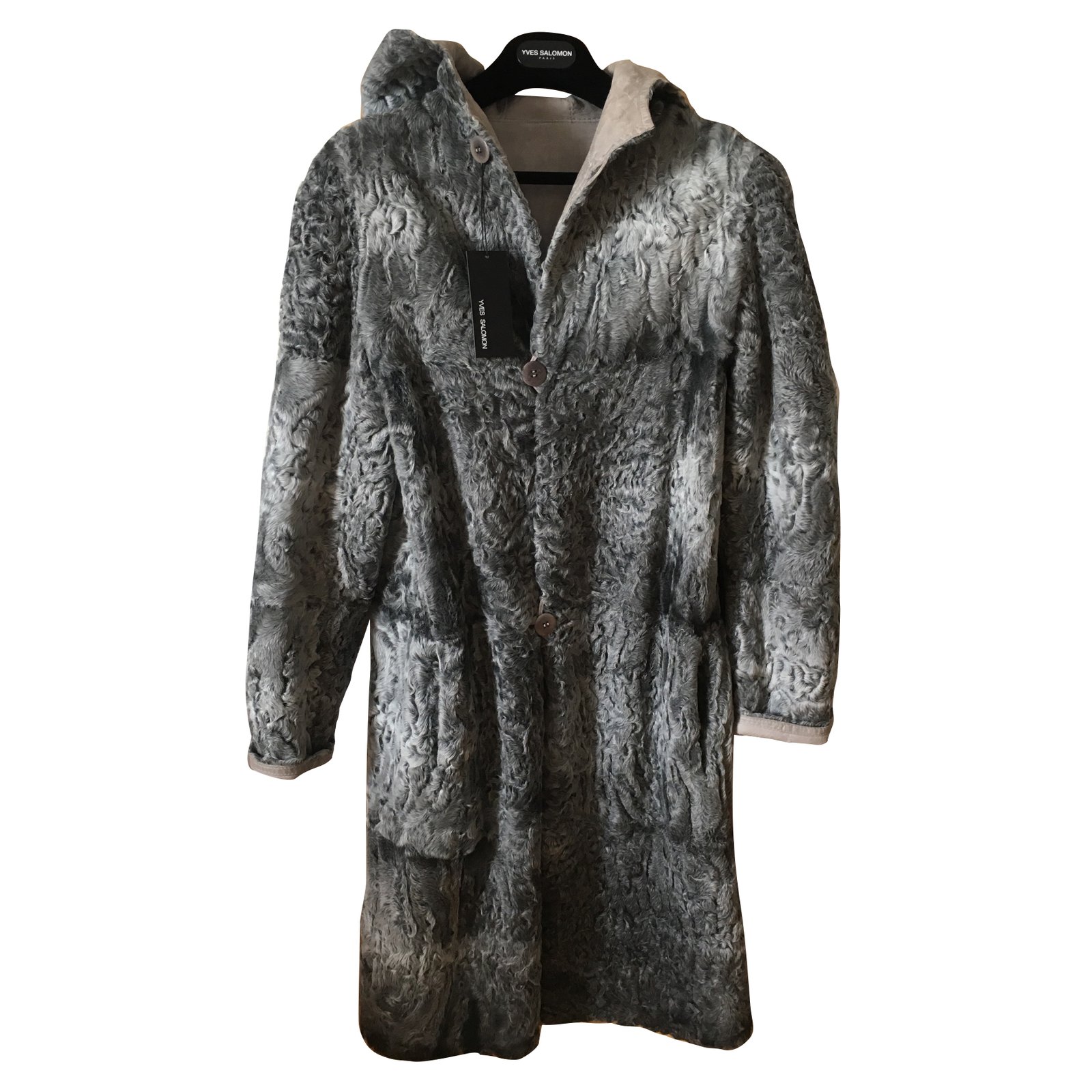 Yves Salomon Coats, Outerwear Grey Fur ref.60522 - Joli Closet
