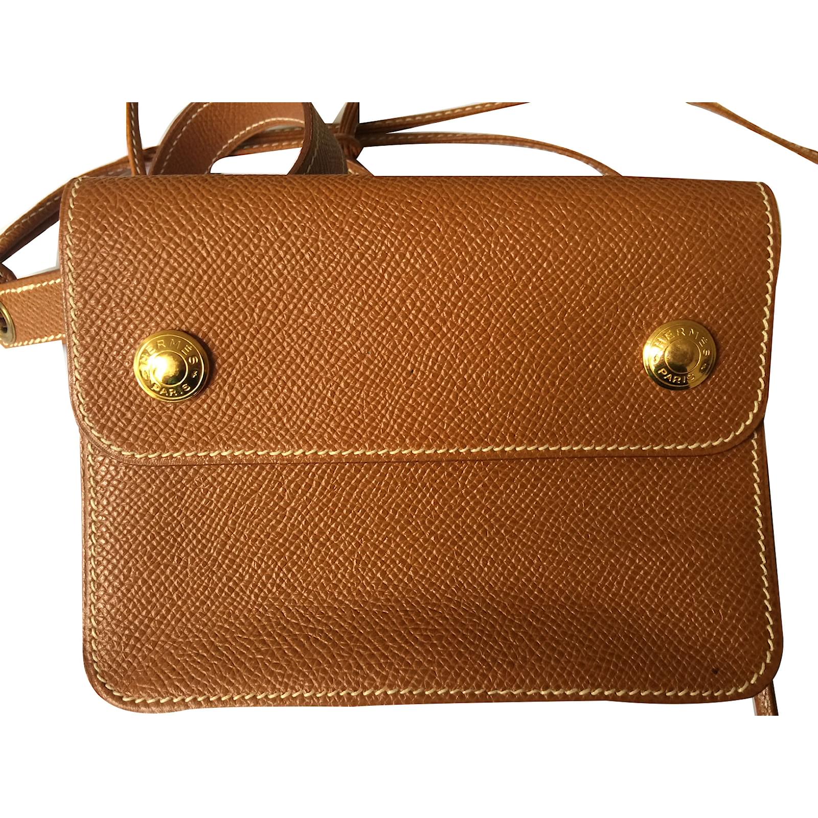 Hermès Clutch bags Caramel Leather ref.61828 Joli Closet