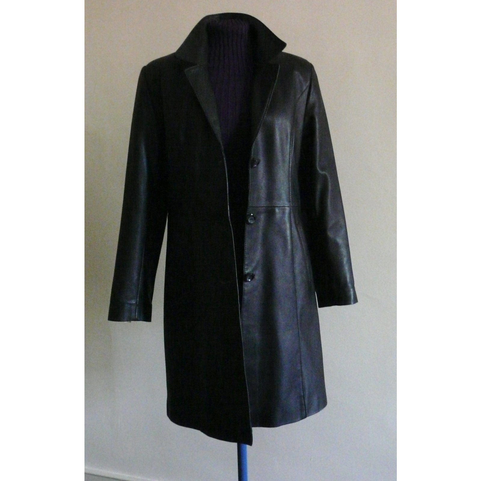 Autre Marque Moshyko Paris Winterjacke Mantel Leder Schwarz Ref Joli Closet