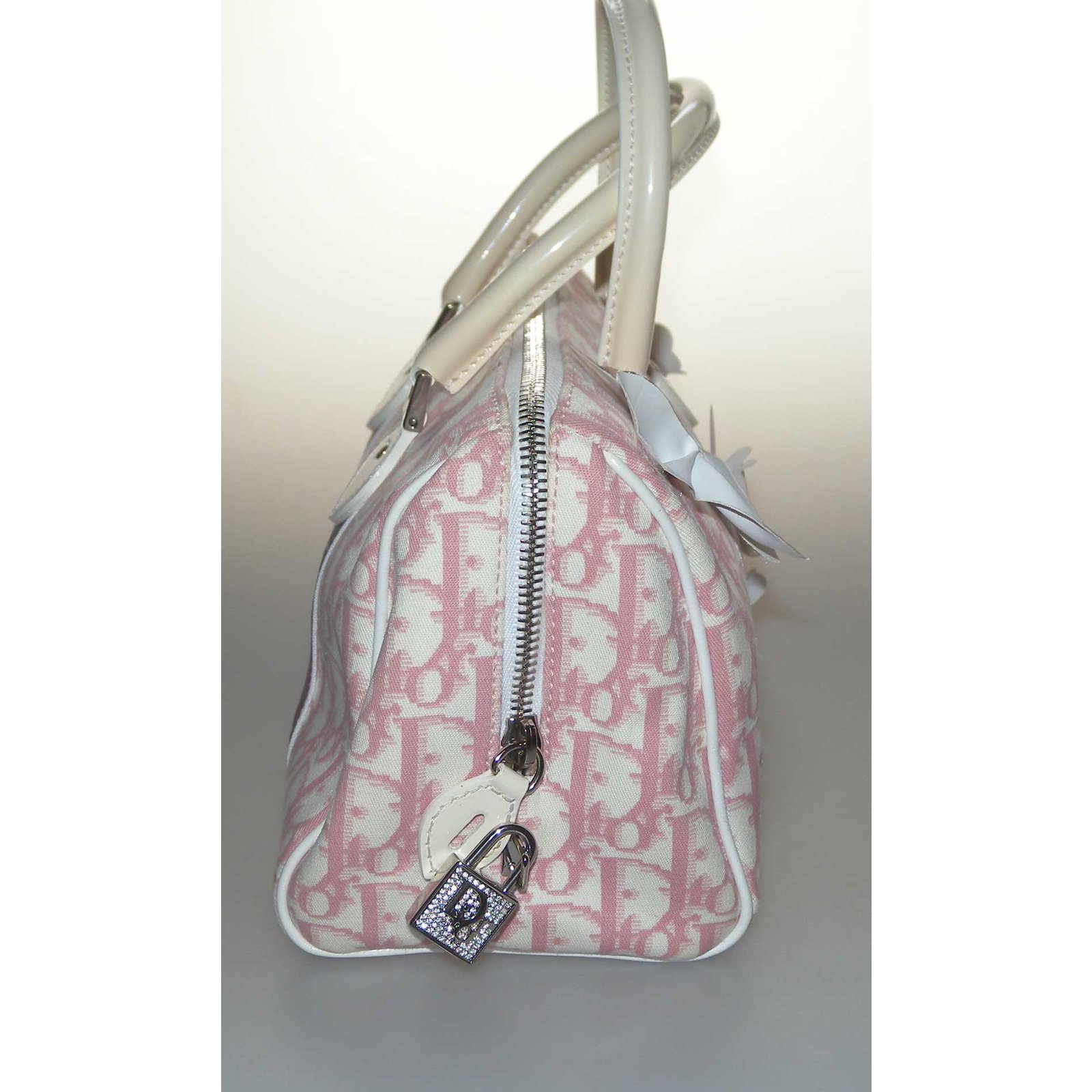 Christian Dior Handbags Pink White Patent leather Cloth ref.64651 - Joli  Closet