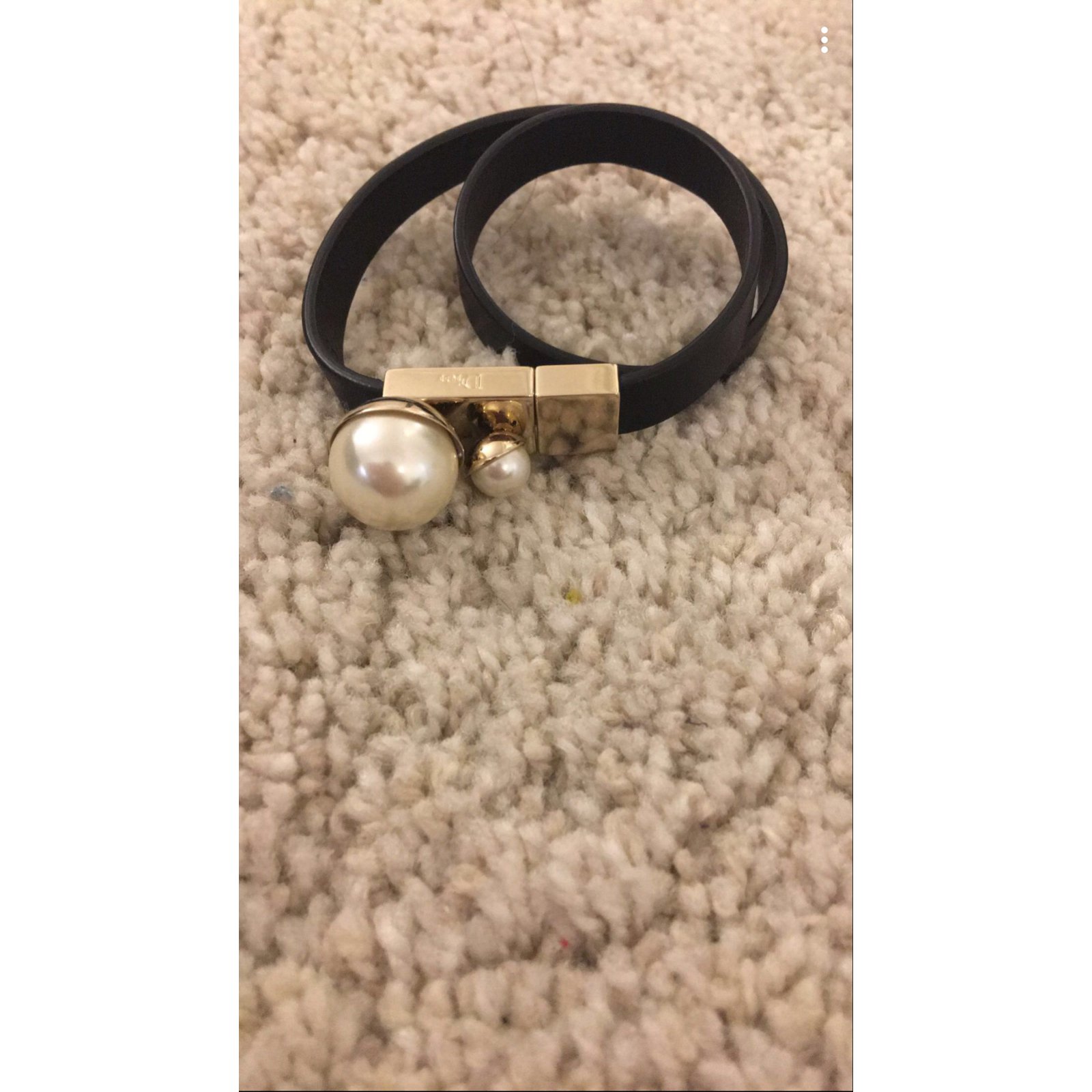 Bracelets Christian Dior Bracelet Dior Cuir Noir,blanc cassé ref.65060 , Joli Closet