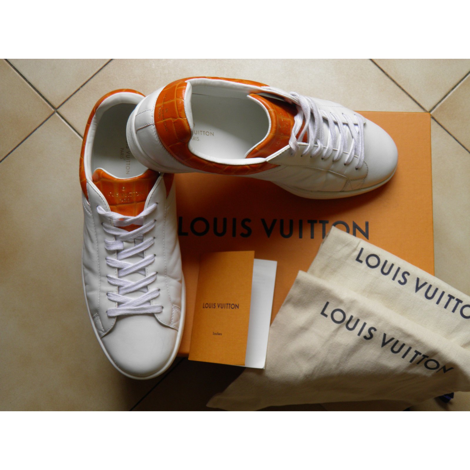 louis vuitton sneakers 42.5 Orange Grey Leather ref.630454 - Joli