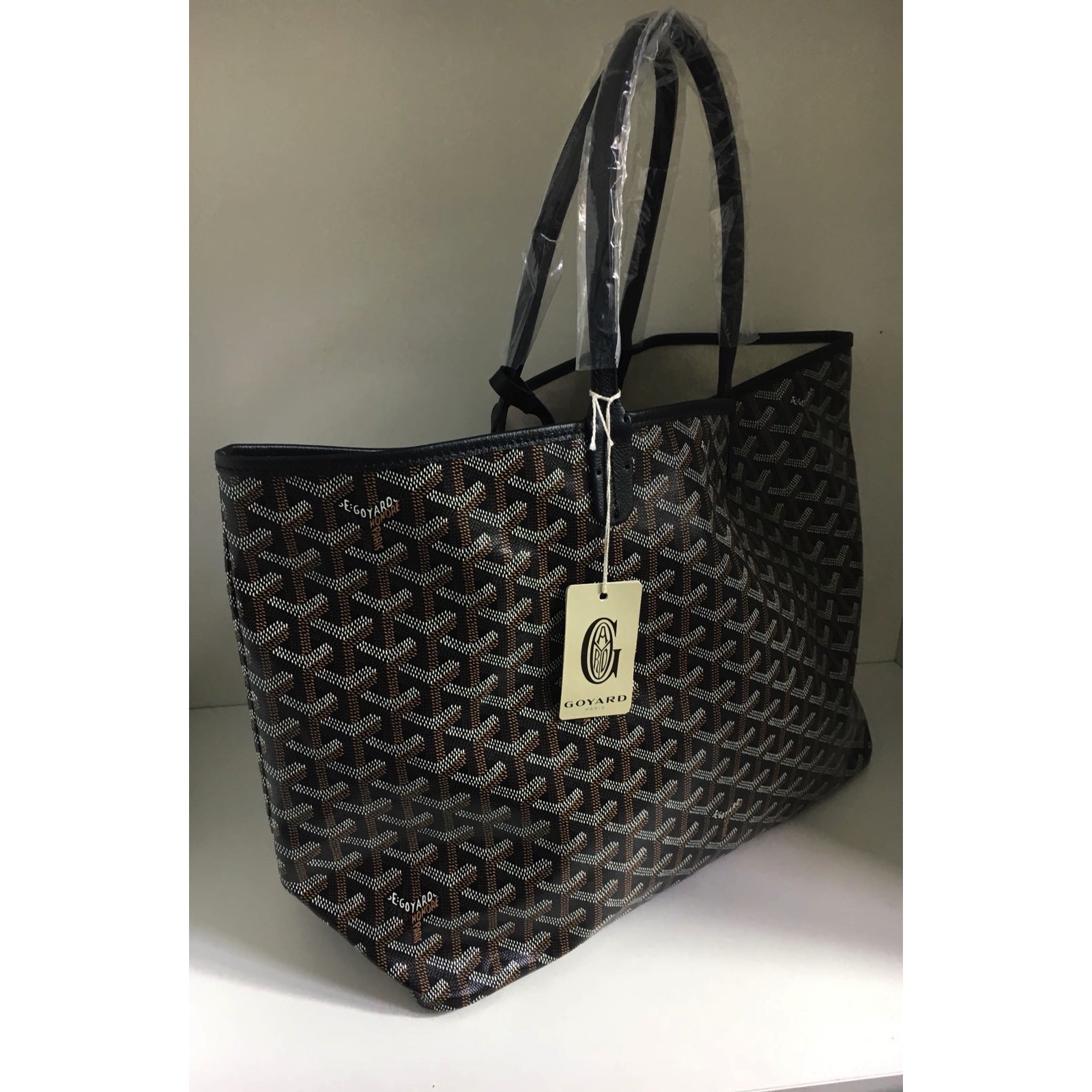 Goyard Saint Louis Handbag PM Black Leather Cloth ref.66224 - Joli Closet
