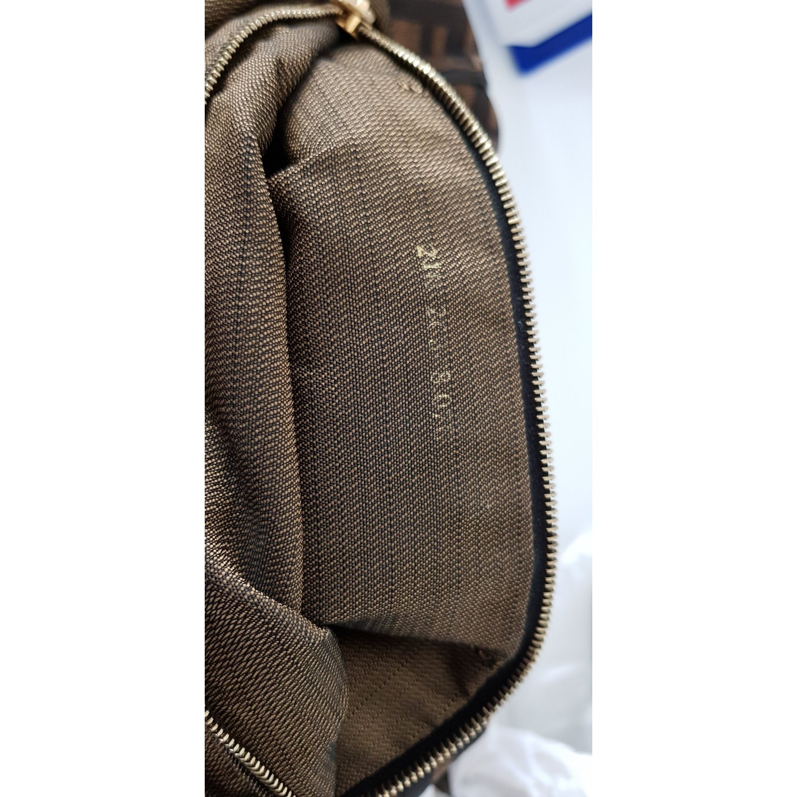 Fendi zucca pouch bag Brown Golden Leather Cotton ref.66768 - Joli Closet