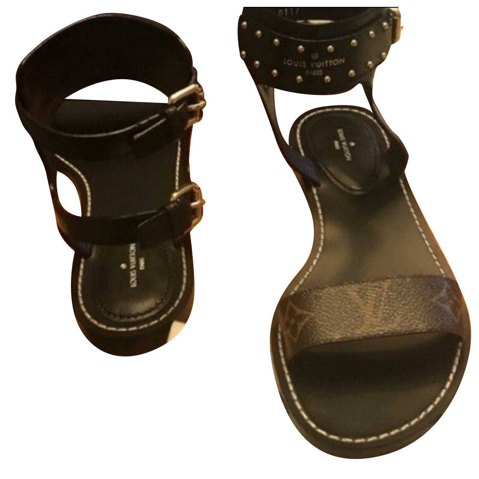 Louis Vuitton NOMAD Sandals Sandals Leather Brown ref.67605 - Joli Closet