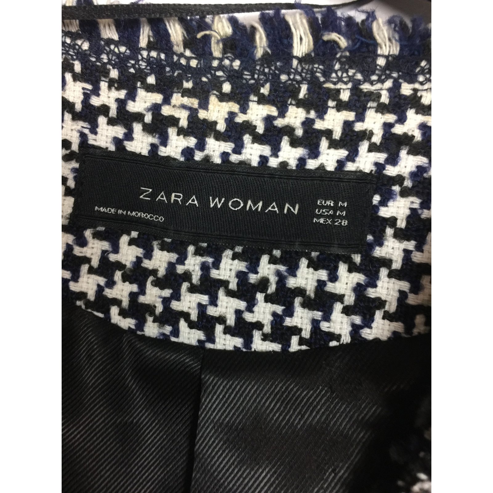 zara black and white tweed jacket