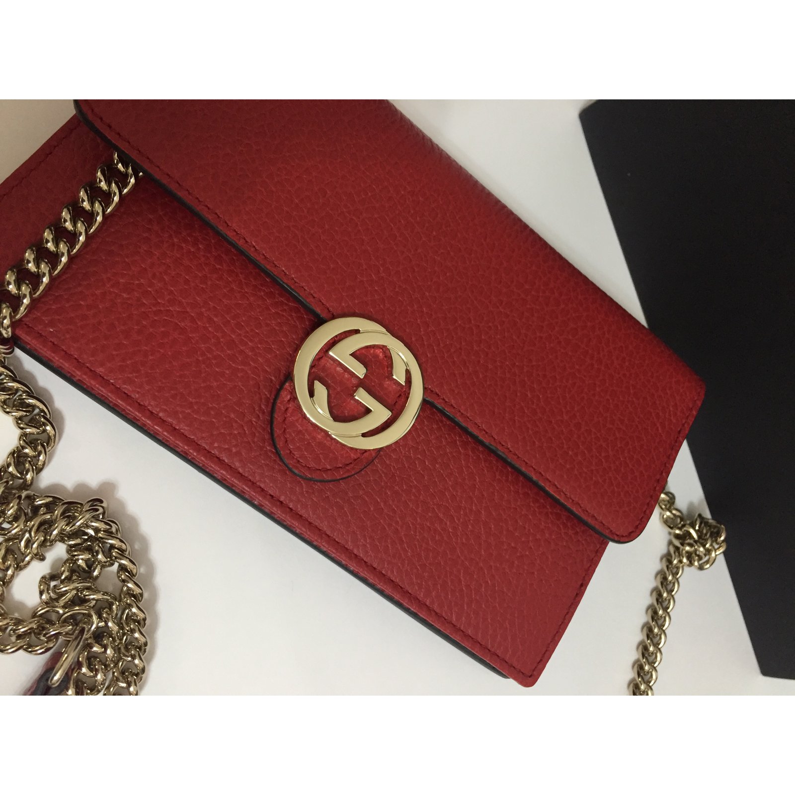 Gucci Wallet on chain Clutch bags Leather Red ref.67964 - Joli Closet