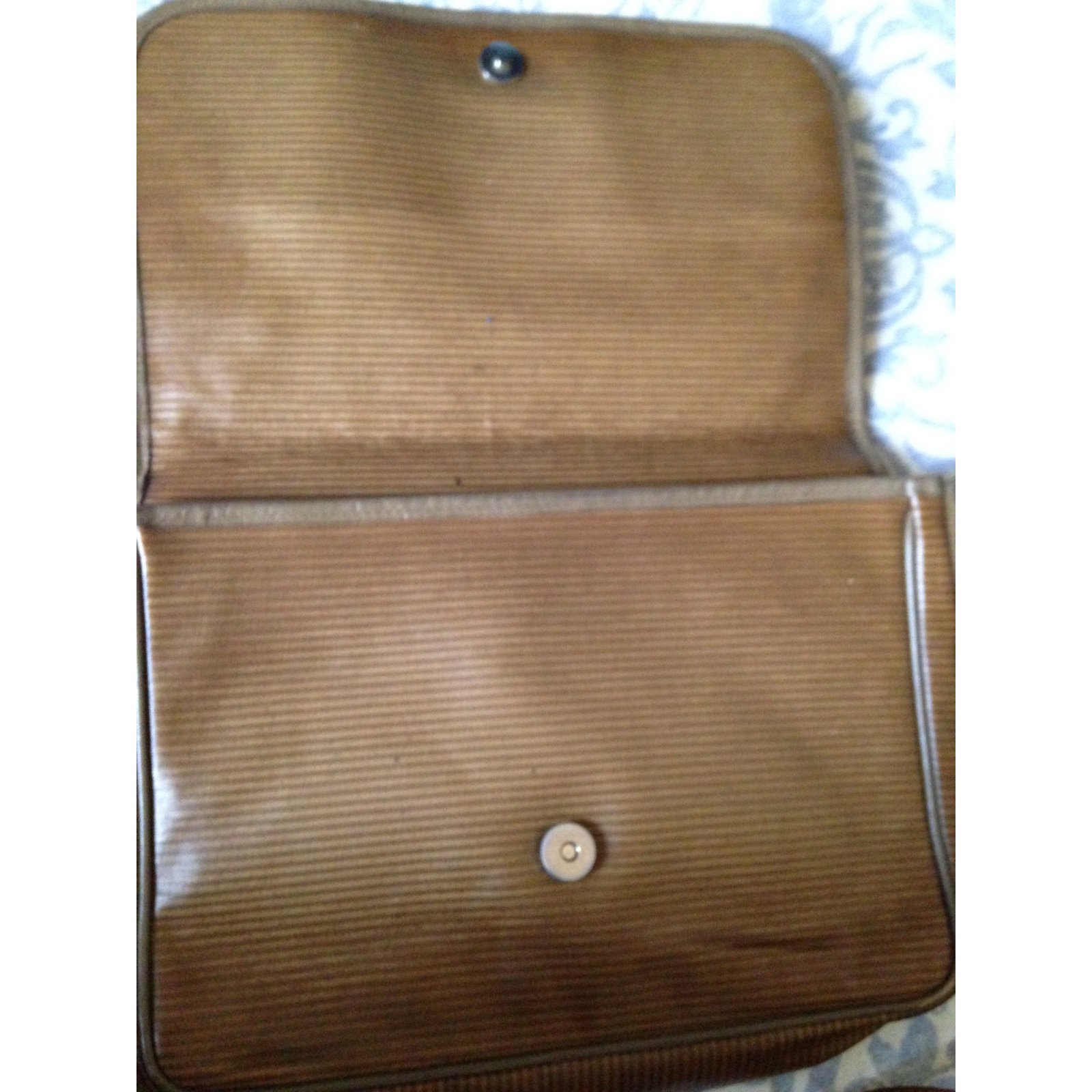 COURREGES vintage beige logo bag. Cognac Leather Cloth ref.101356 - Joli  Closet