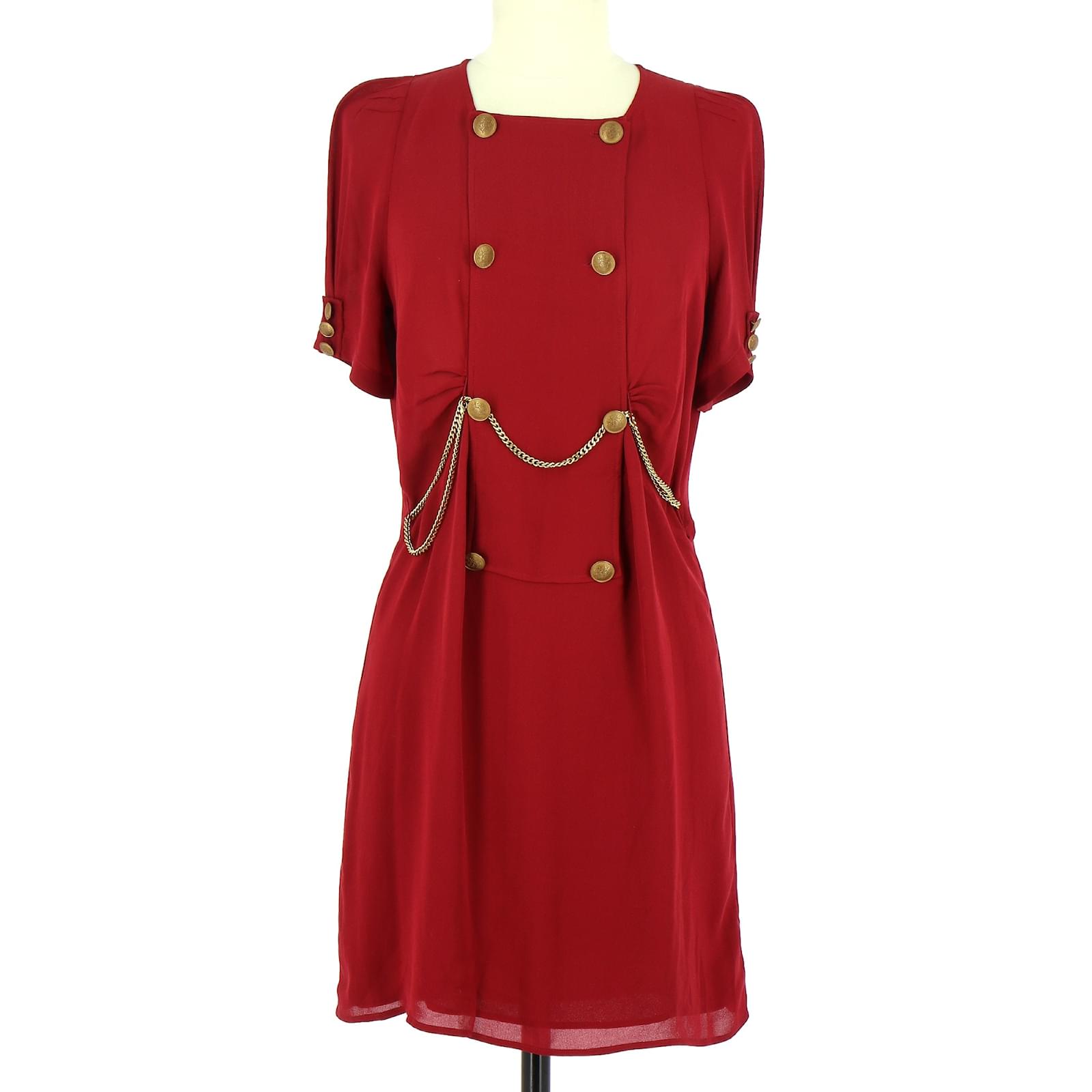 Maje Robe Soie Rouge ref.68294 - Joli Closet
