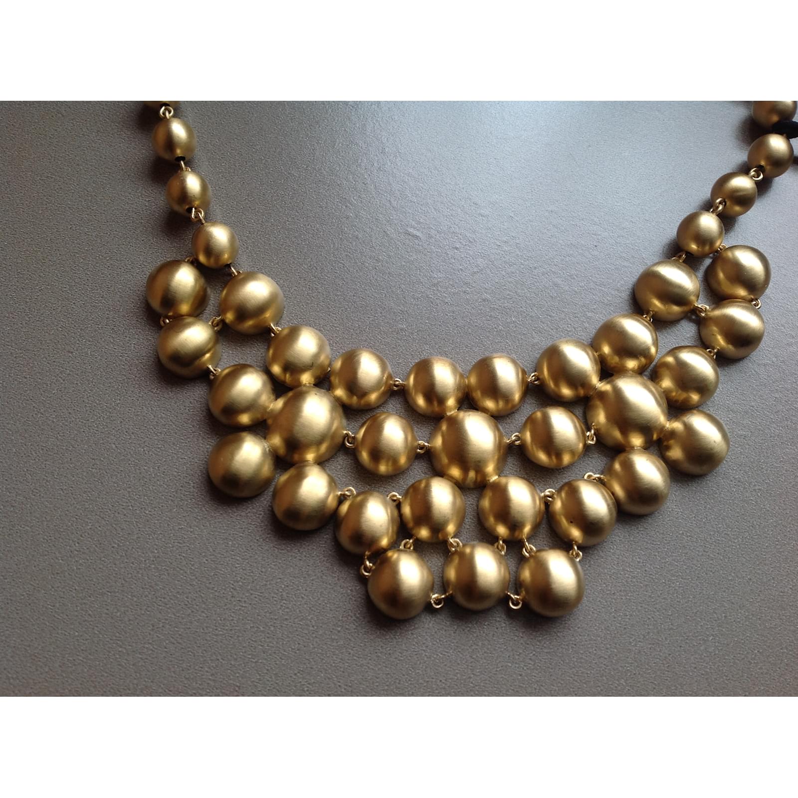 Collier ras du cou doré à l'or fin avec perles de rocaille "Capri" (4 Collier ras du cou doré à l'or fin avec perles de rocaille "Capri" (4