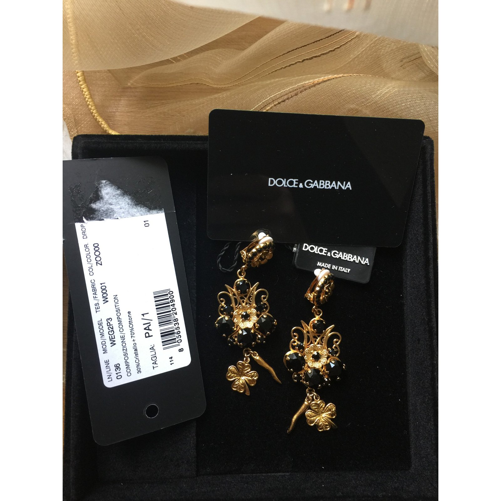 Dolce & Gabbana Earrings Black Golden  - Joli Closet