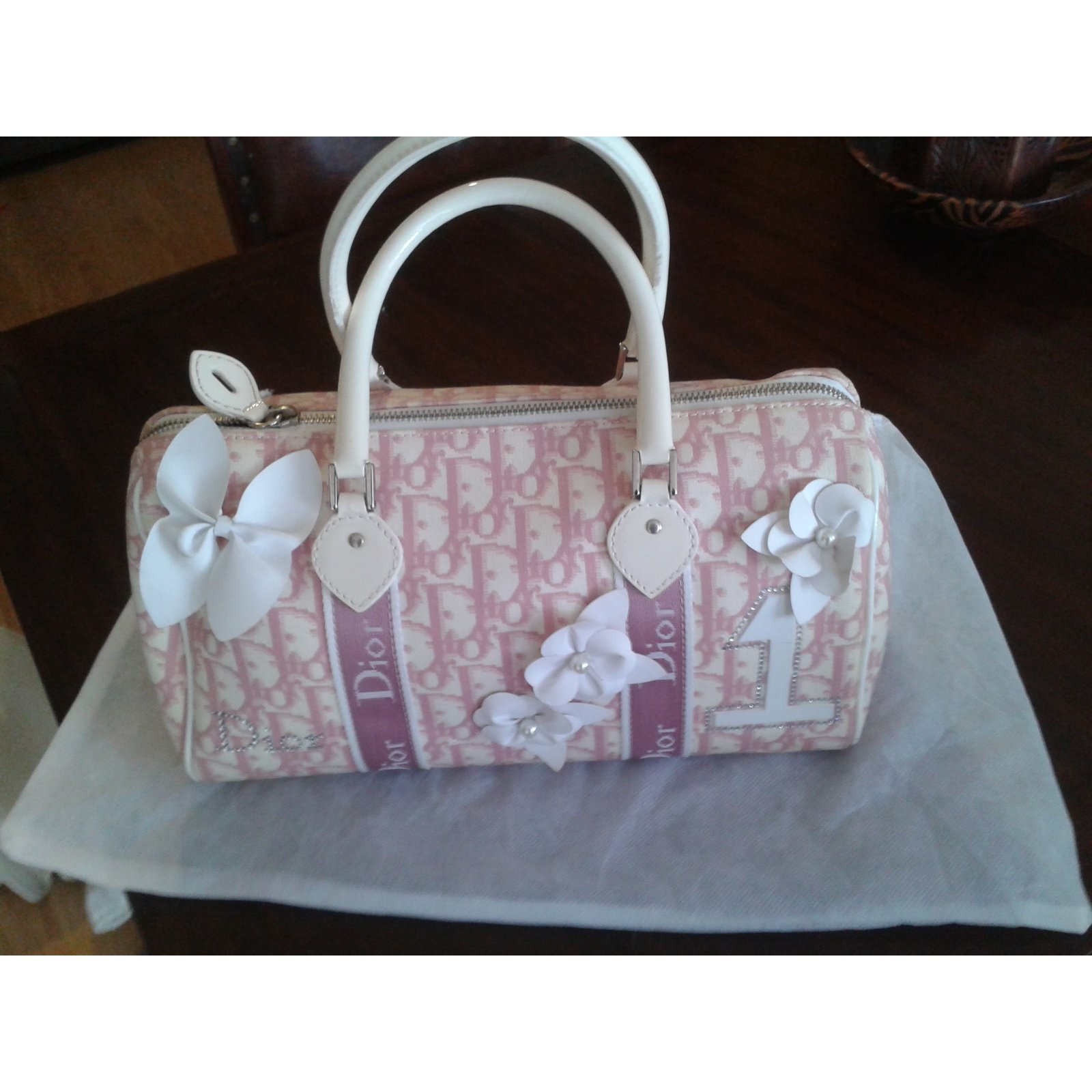 Pink Canvas Dior Boston Bag Cloth ref.954182 - Joli Closet