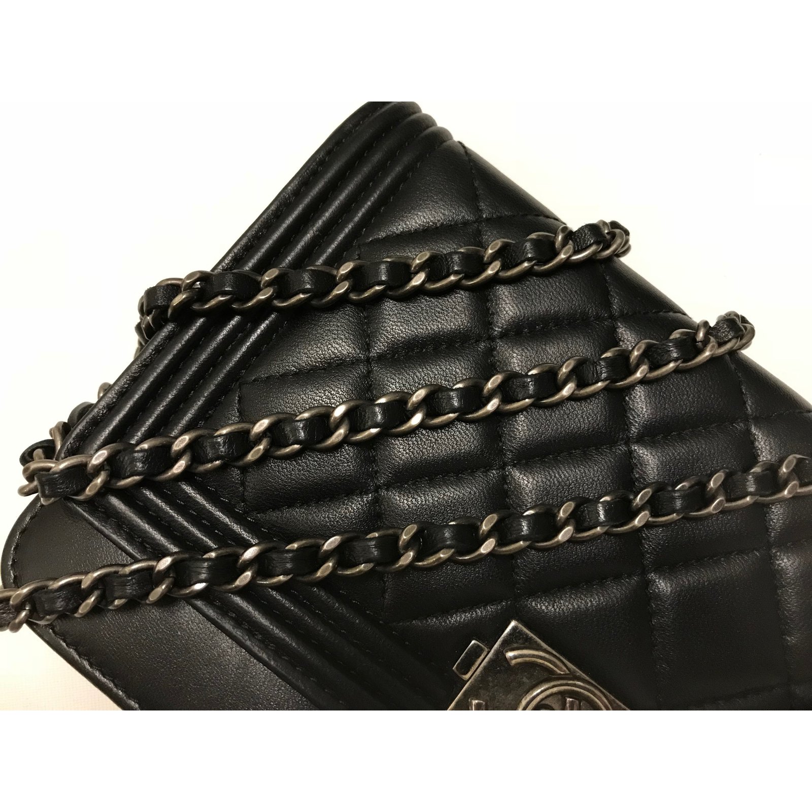 Chanel Black Python Enchanted Chain Medium Boy Bag with Ruthenium